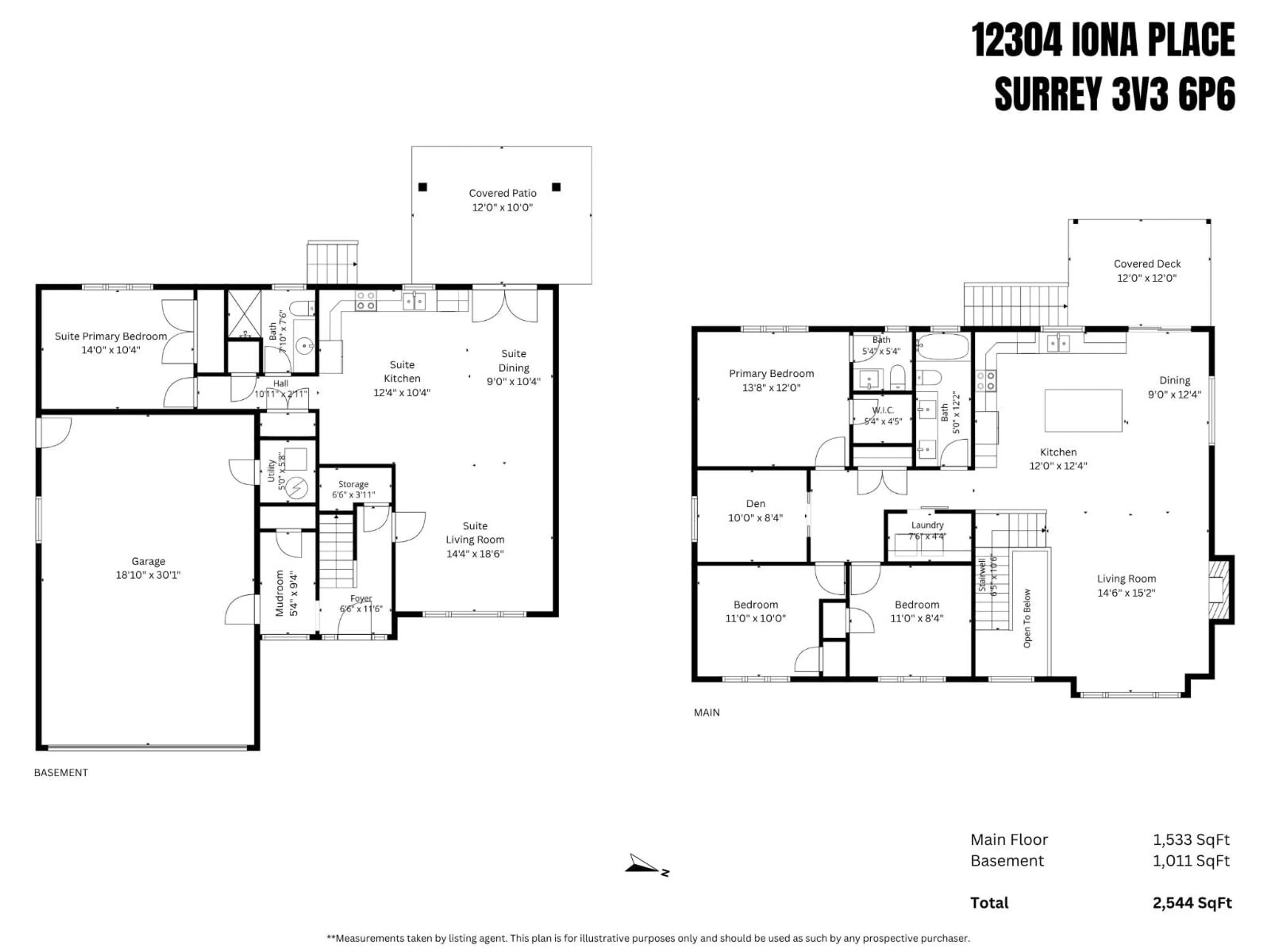 Floor plan for 12304 IONA PLACE, Surrey British Columbia V3V6P6