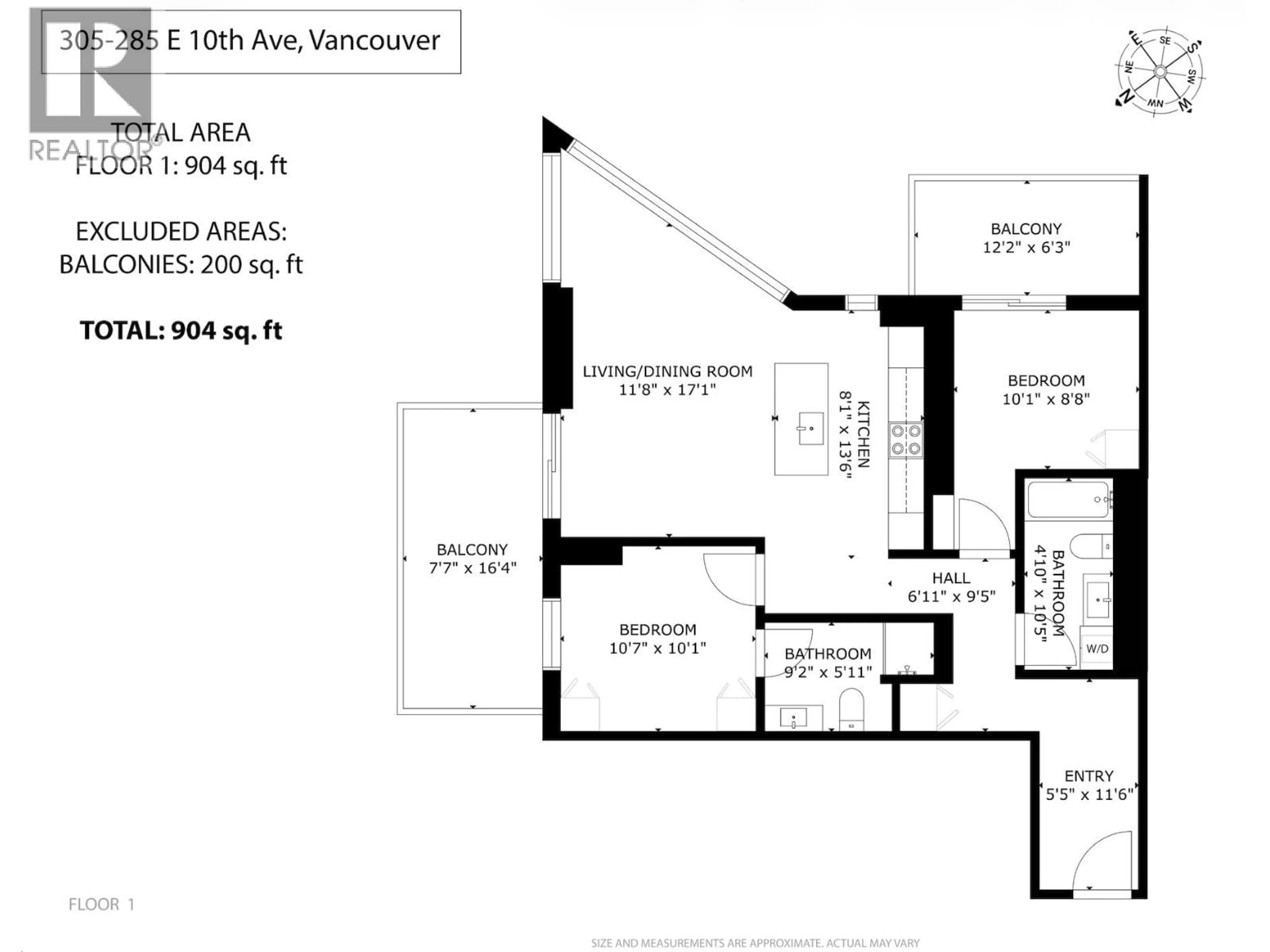 Floor plan for 305 - 285 10TH AVENUE, Vancouver British Columbia V5T0H6