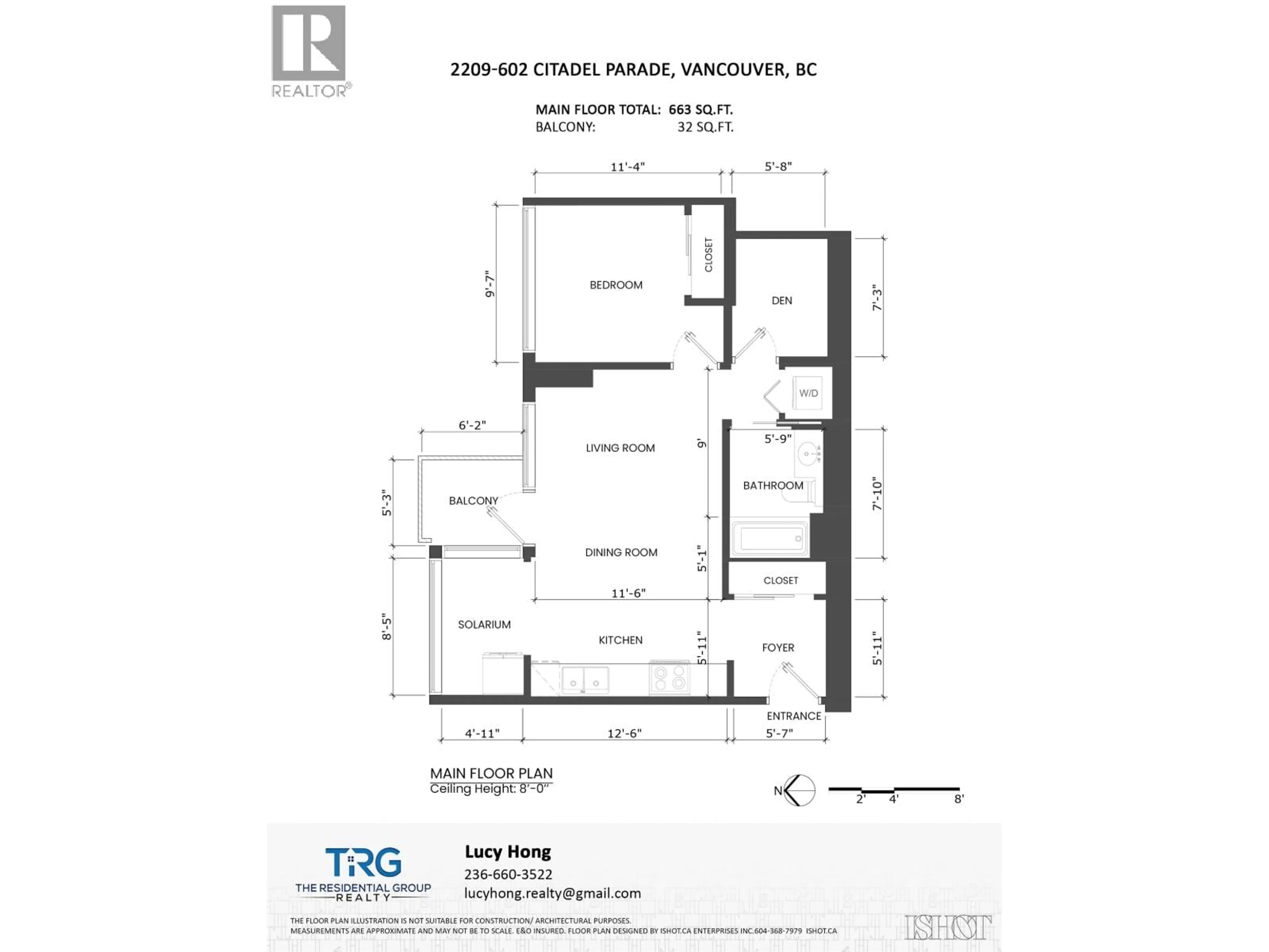 Floor plan for 2209 - 602 CITADEL PARADE, Vancouver British Columbia V6B1X2