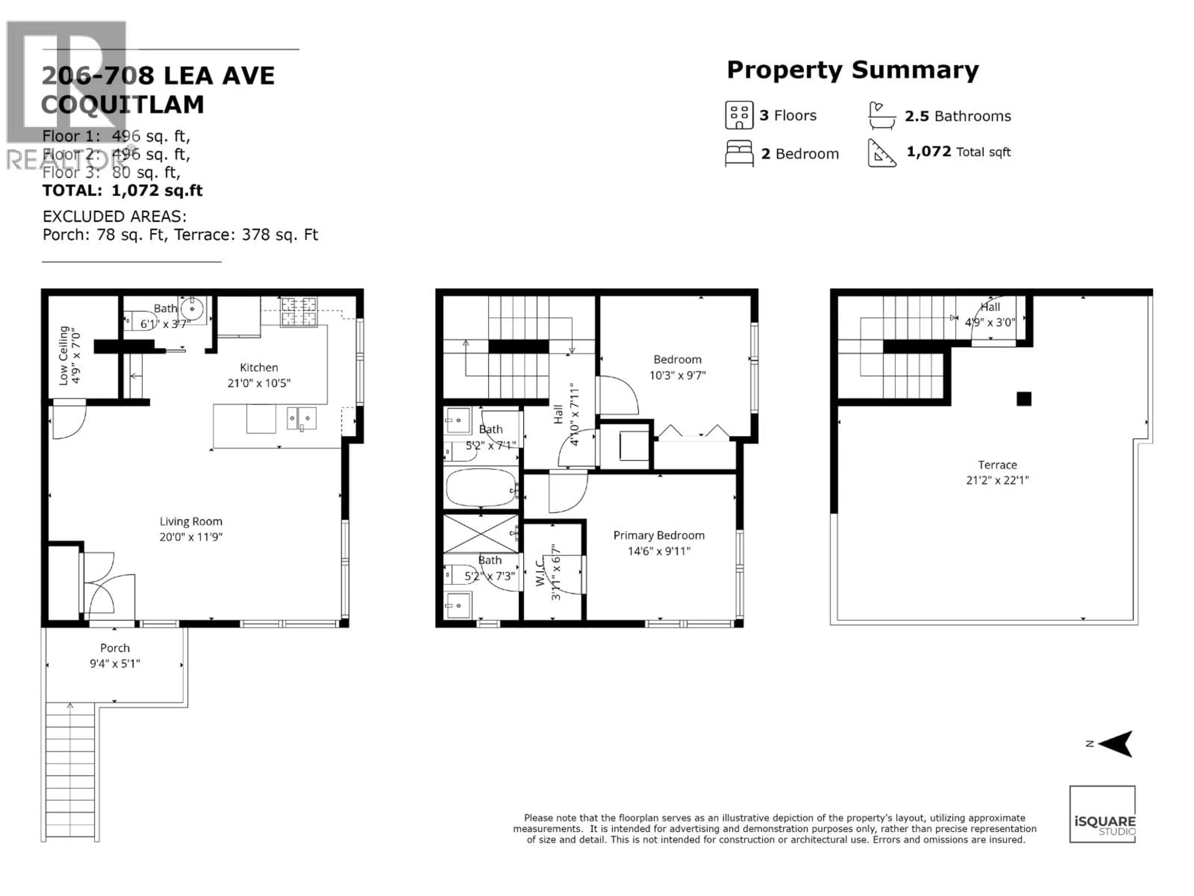 Floor plan for 206 - 708 LEA AVENUE, Coquitlam British Columbia V3J0K4