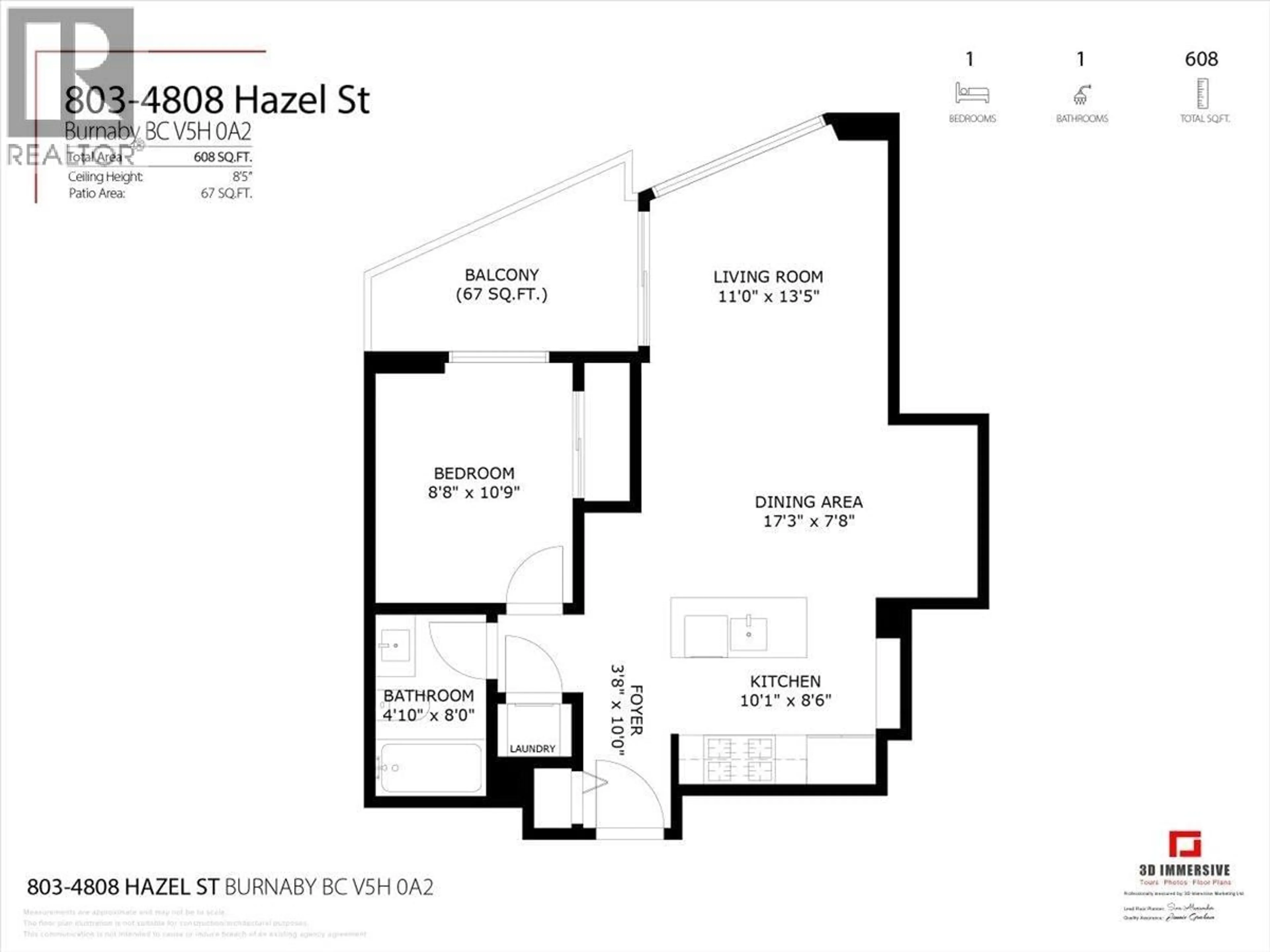 Floor plan for 803 - 4808 HAZEL STREET, Burnaby British Columbia V5H0A2