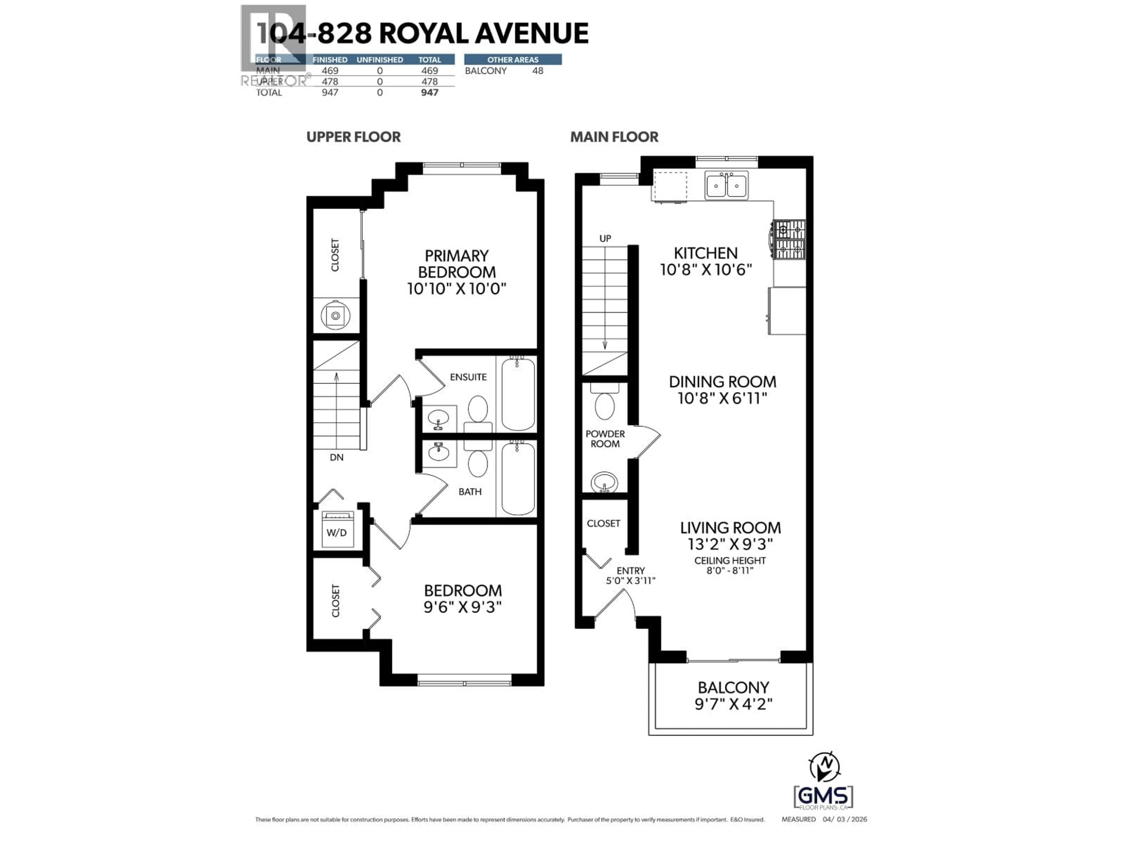 Floor plan for 104 - 828 ROYAL AVENUE, New Westminster British Columbia V3M1J9