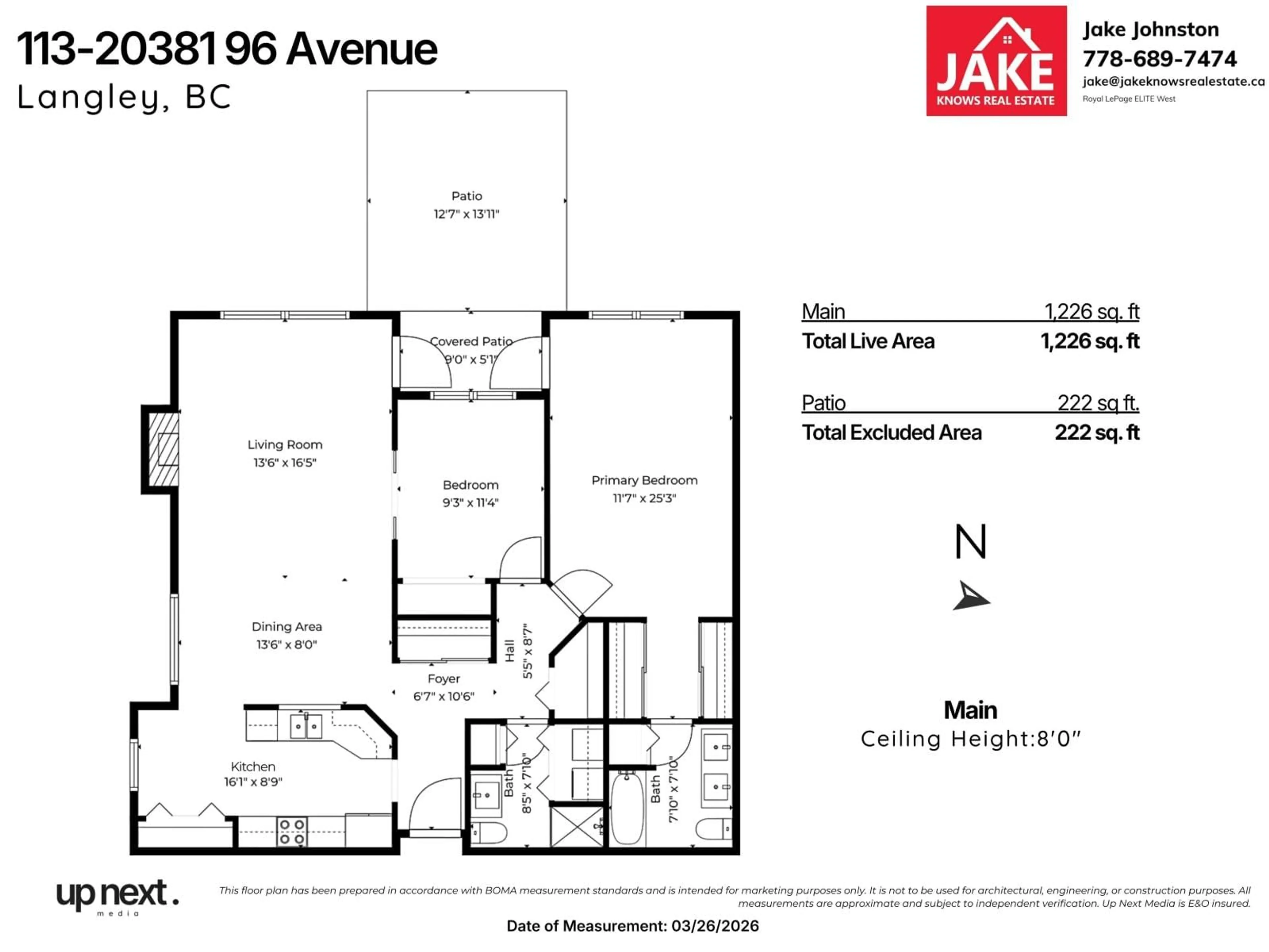 Floor plan for 113 - 20381 96 AVENUE, Langley British Columbia V1M2L1