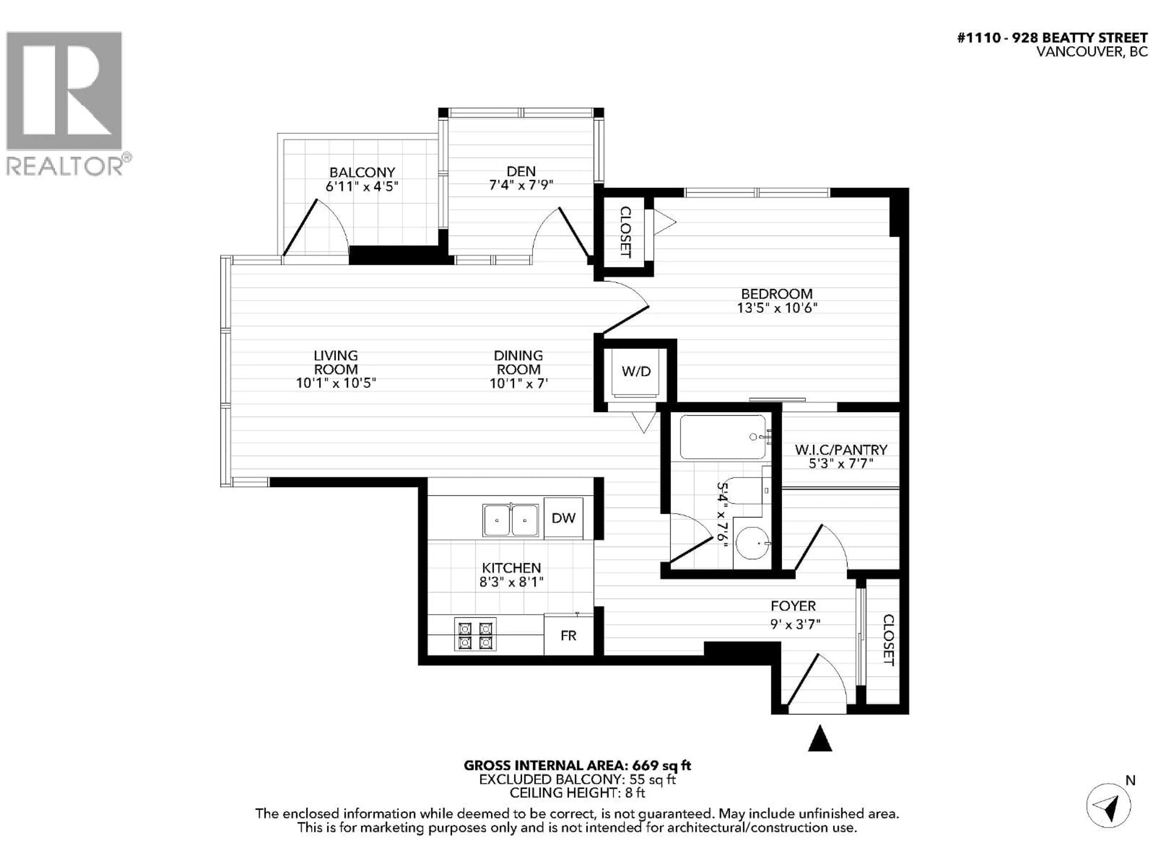 Floor plan for 1110 - 928 BEATTY STREET, Vancouver British Columbia V6Z3G6