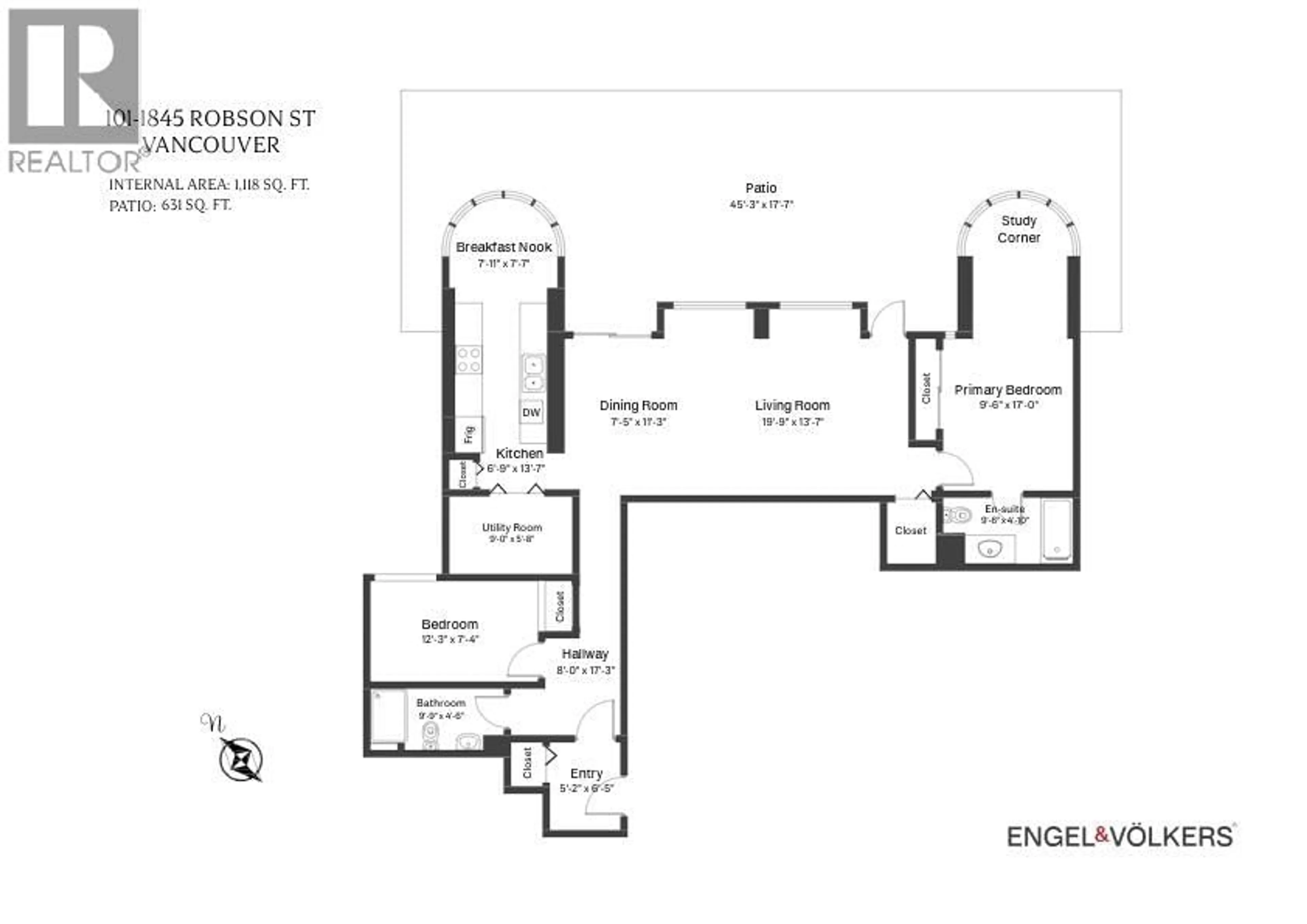 Floor plan for 101 - 1845 ROBSON STREET, Vancouver British Columbia V6G1E4