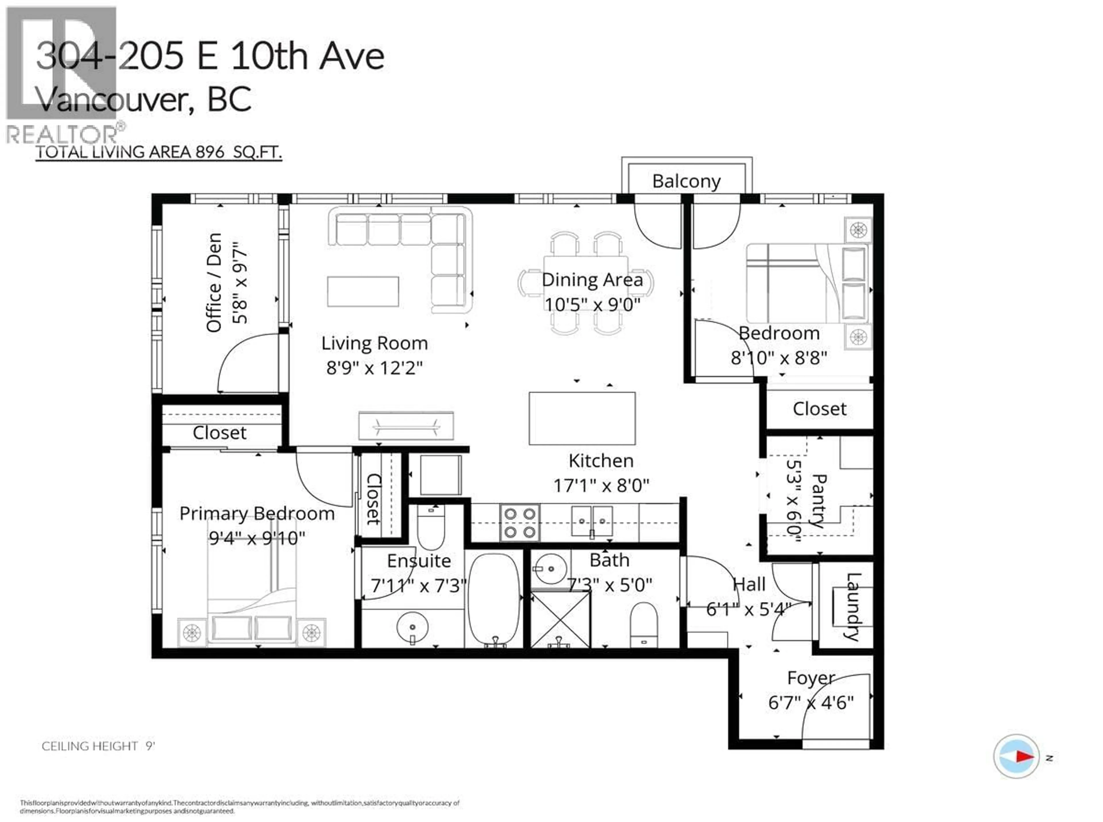 Floor plan for 304 - 205 10TH AVENUE, Vancouver British Columbia V5T4V6