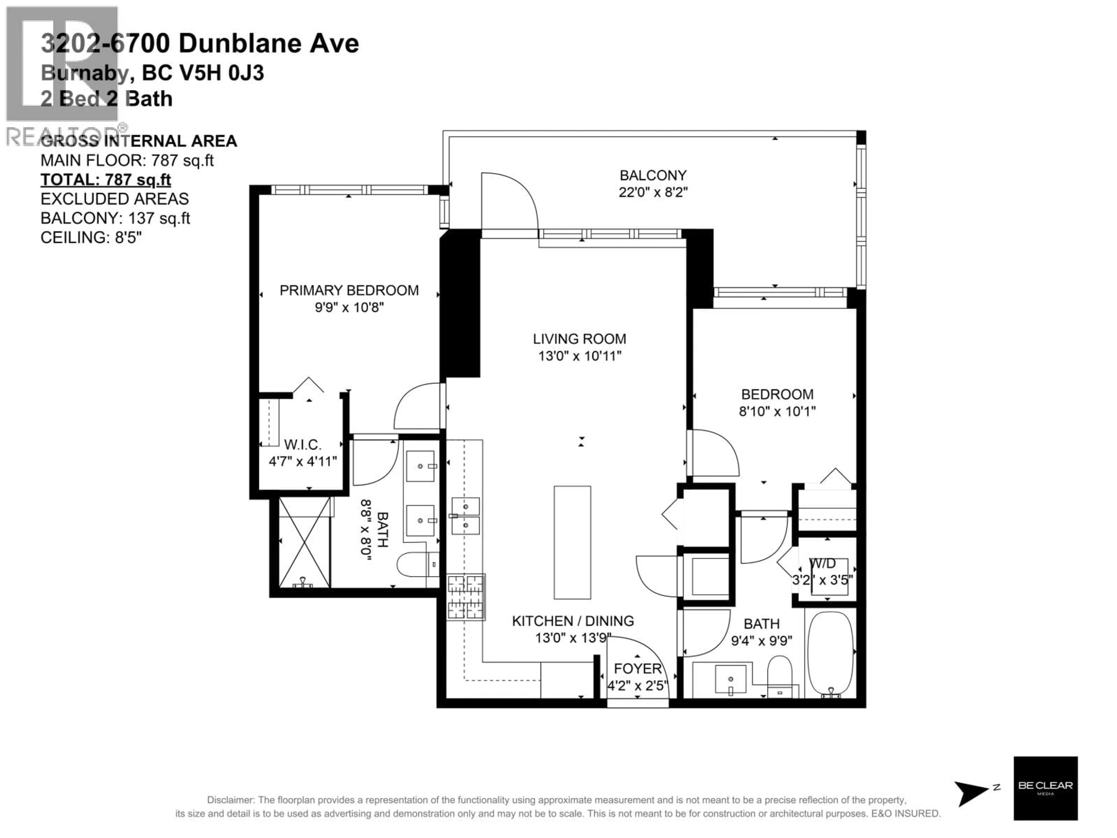 Floor plan for 3202 - 6700 DUNBLANE AVENUE, Burnaby British Columbia V5H0J3