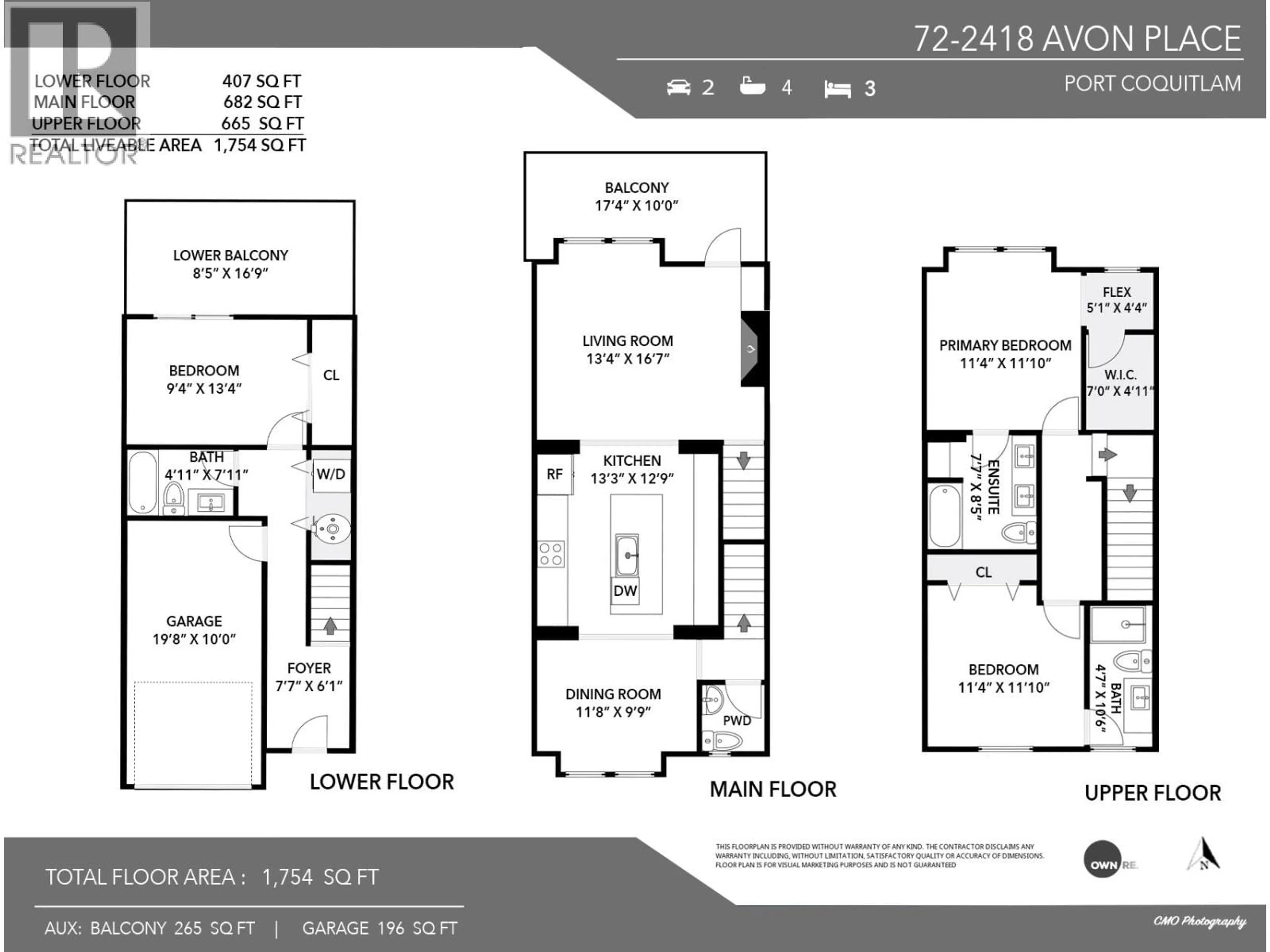 Floor plan for 72 - 2418 AVON PLACE, Port Coquitlam British Columbia V3B0C7