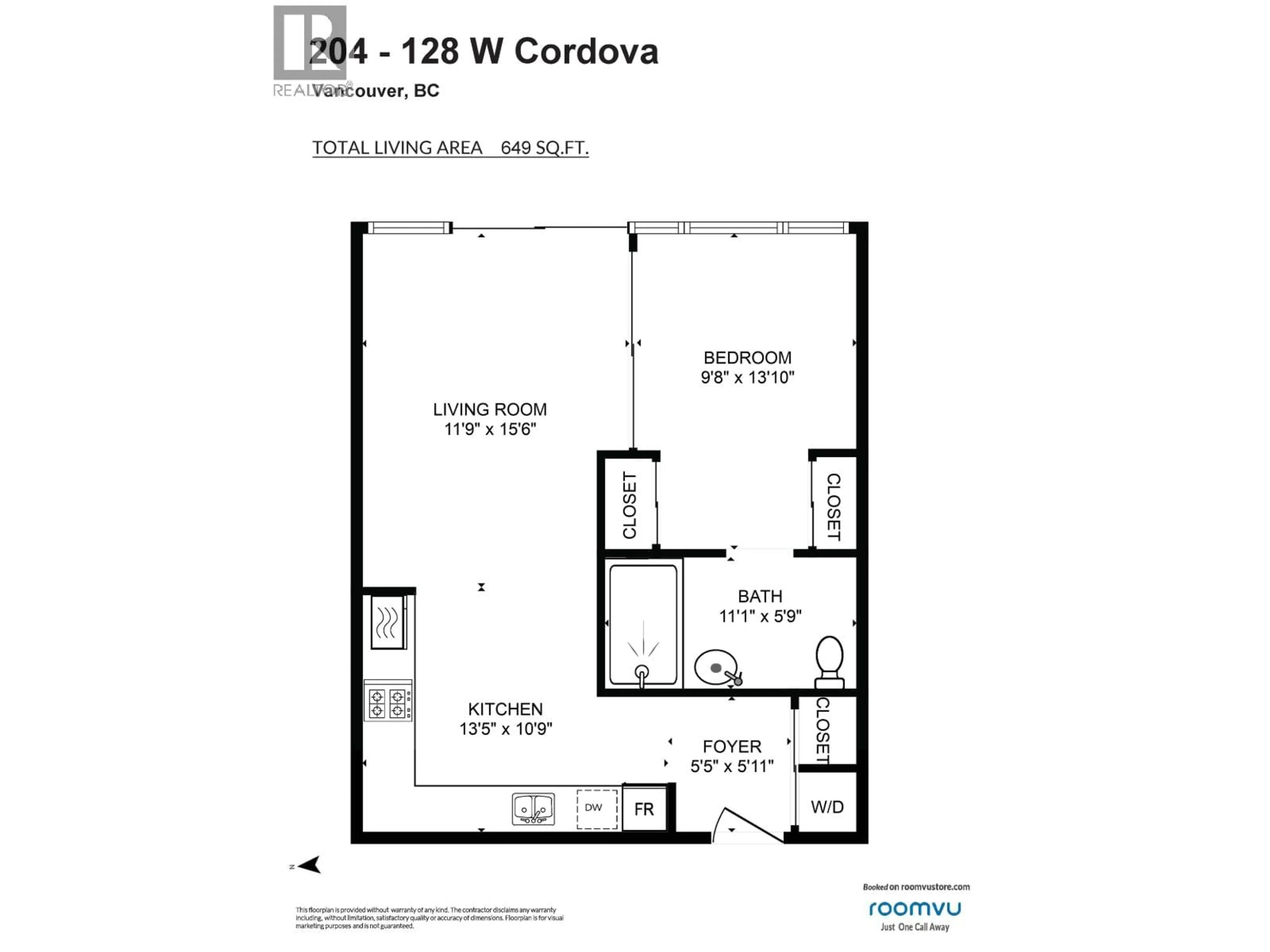 Floor plan for 204 - 128 CORDOVA STREET, Vancouver British Columbia V6B0E6