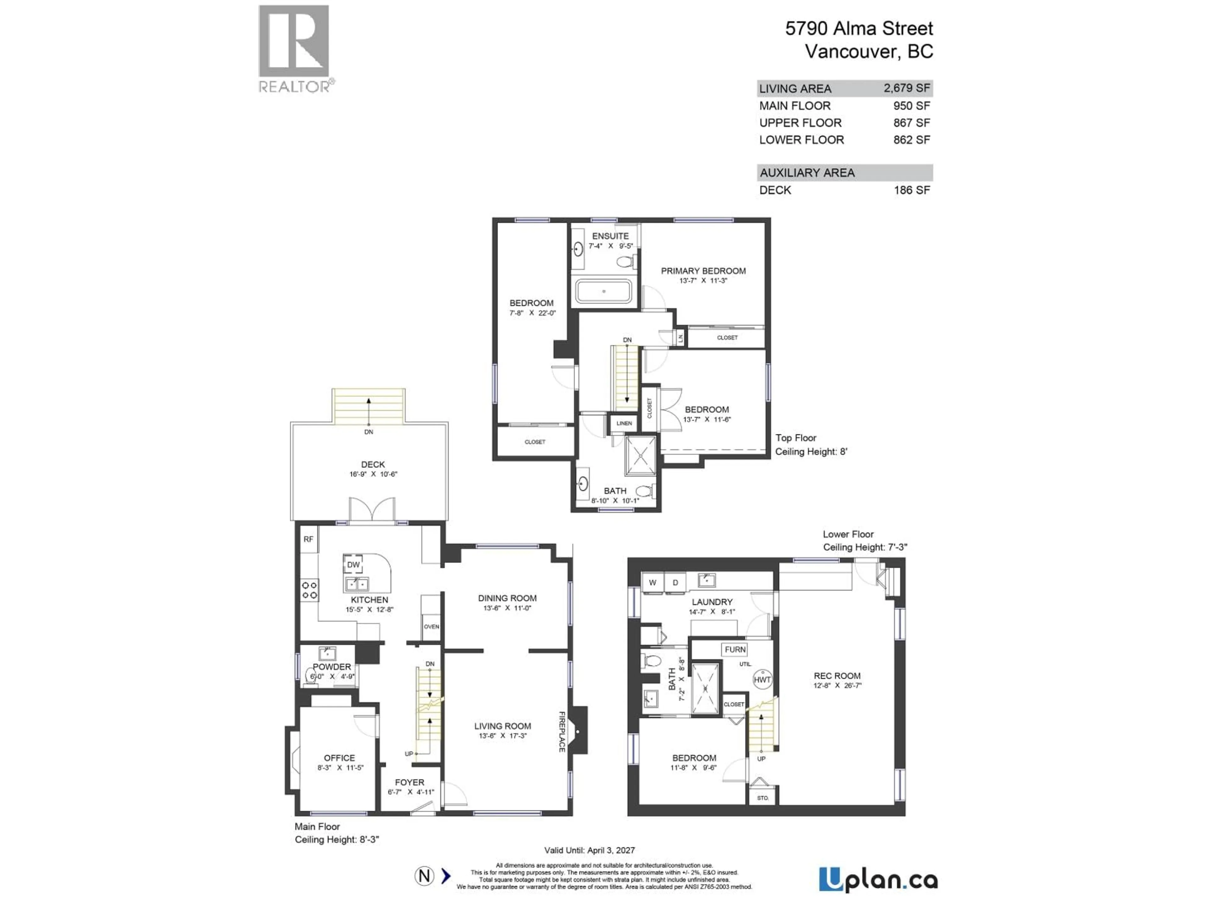 Floor plan for 5790 ALMA STREET, Vancouver British Columbia V6N1Y4