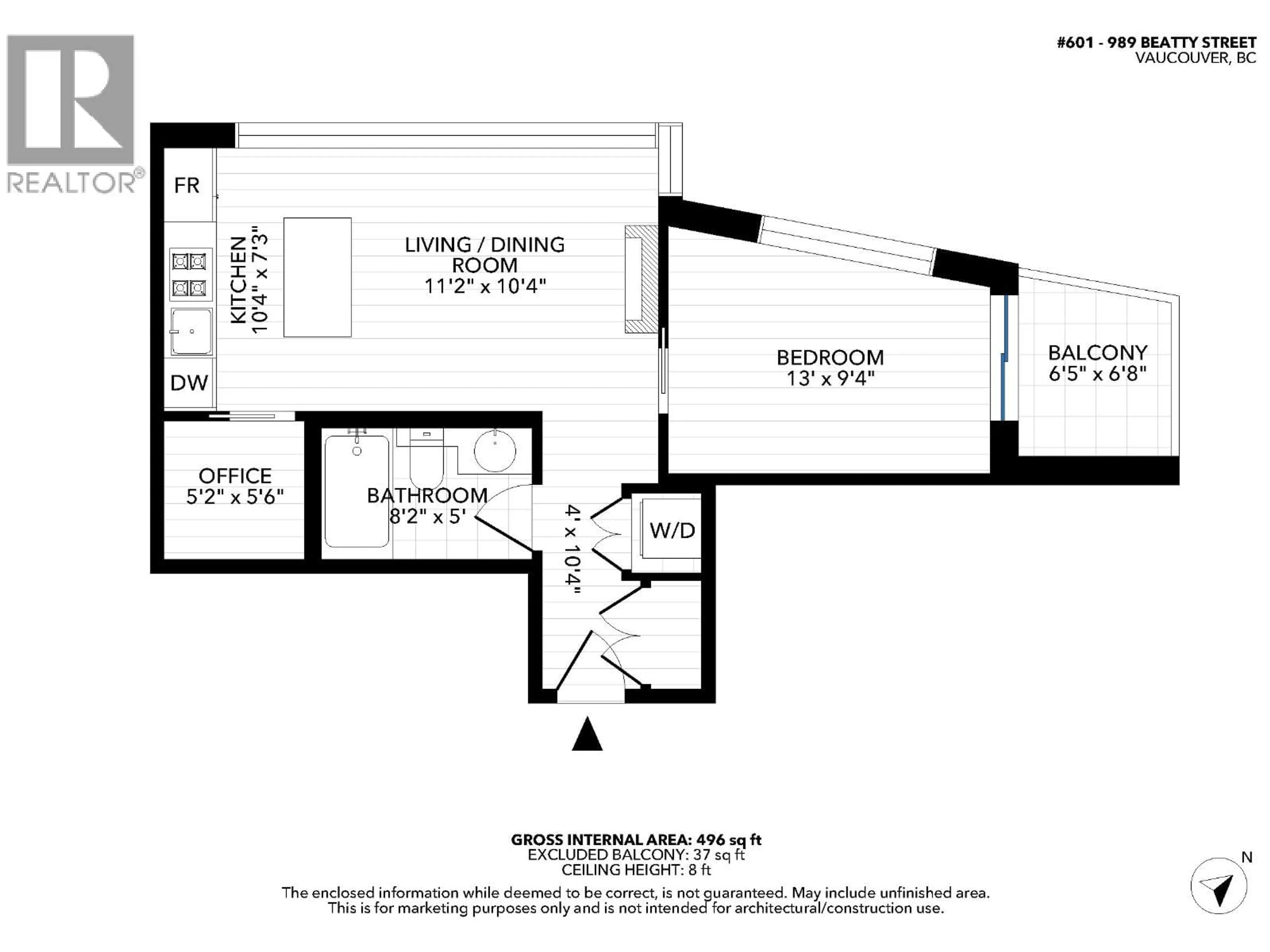 Floor plan for 601 - 989 BEATTY STREET, Vancouver British Columbia V6Z3C2