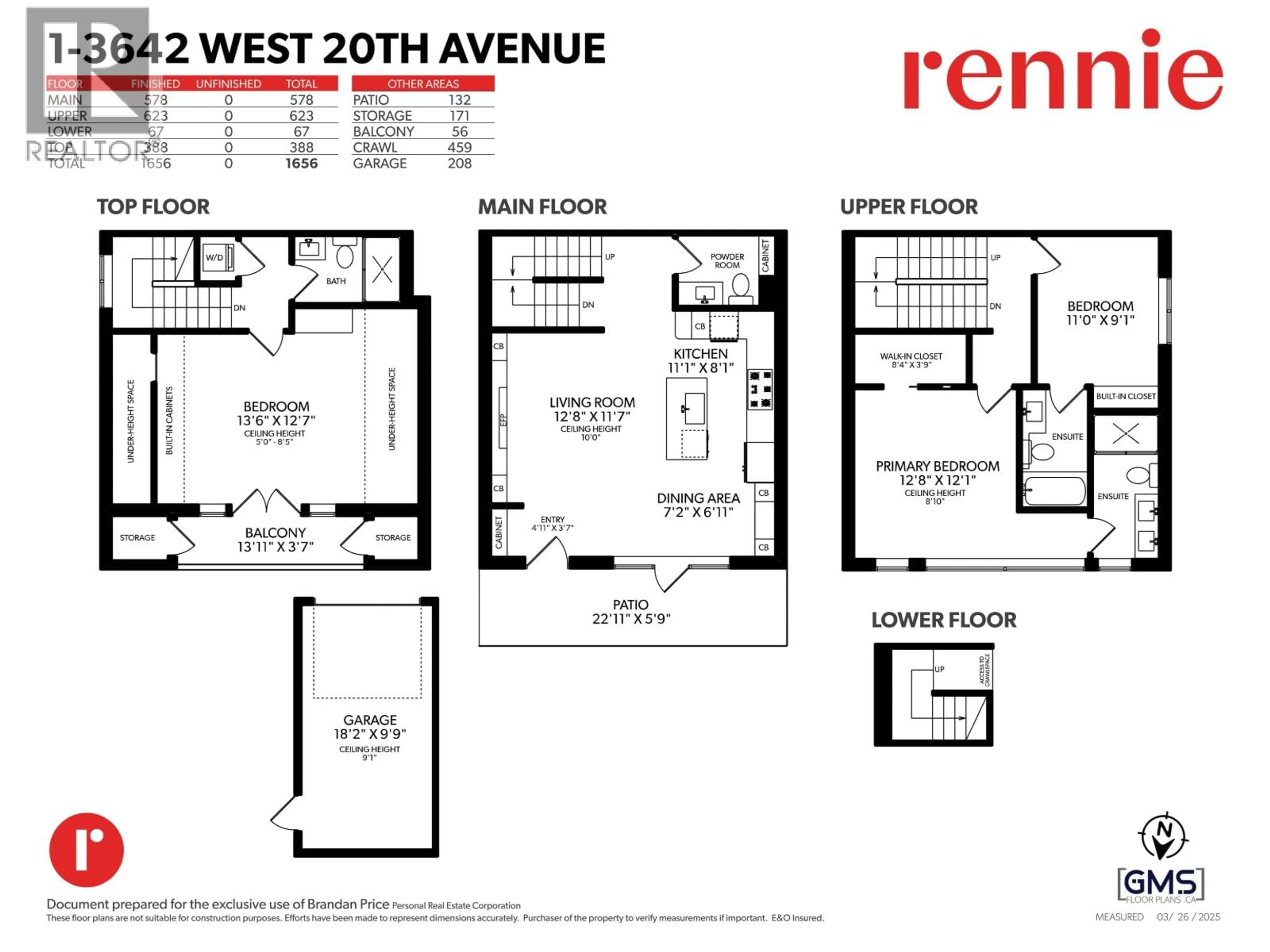 Floor plan for 1 - 3642 WEST 20TH AVENUE, Vancouver British Columbia V6S1E8