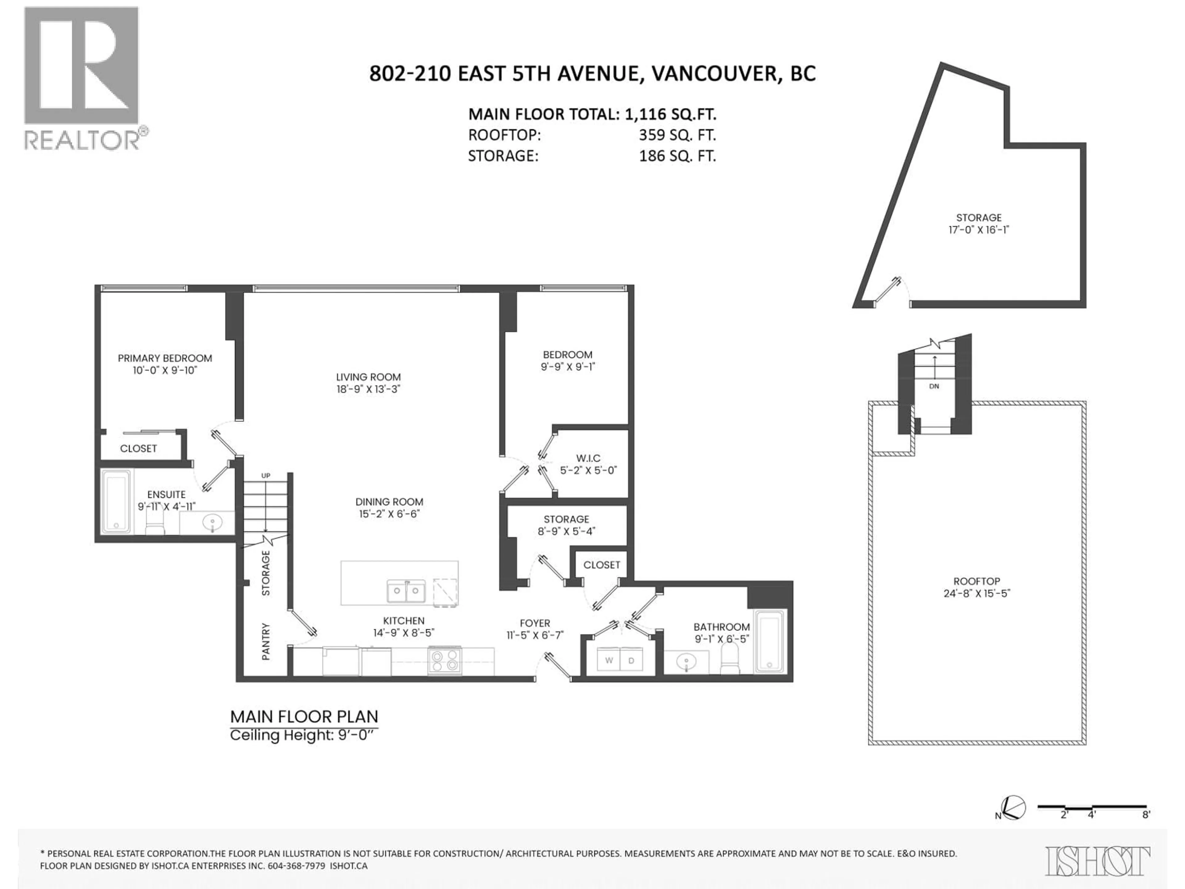 Floor plan for 802 - 210 5TH AVENUE, Vancouver British Columbia V5T0K1