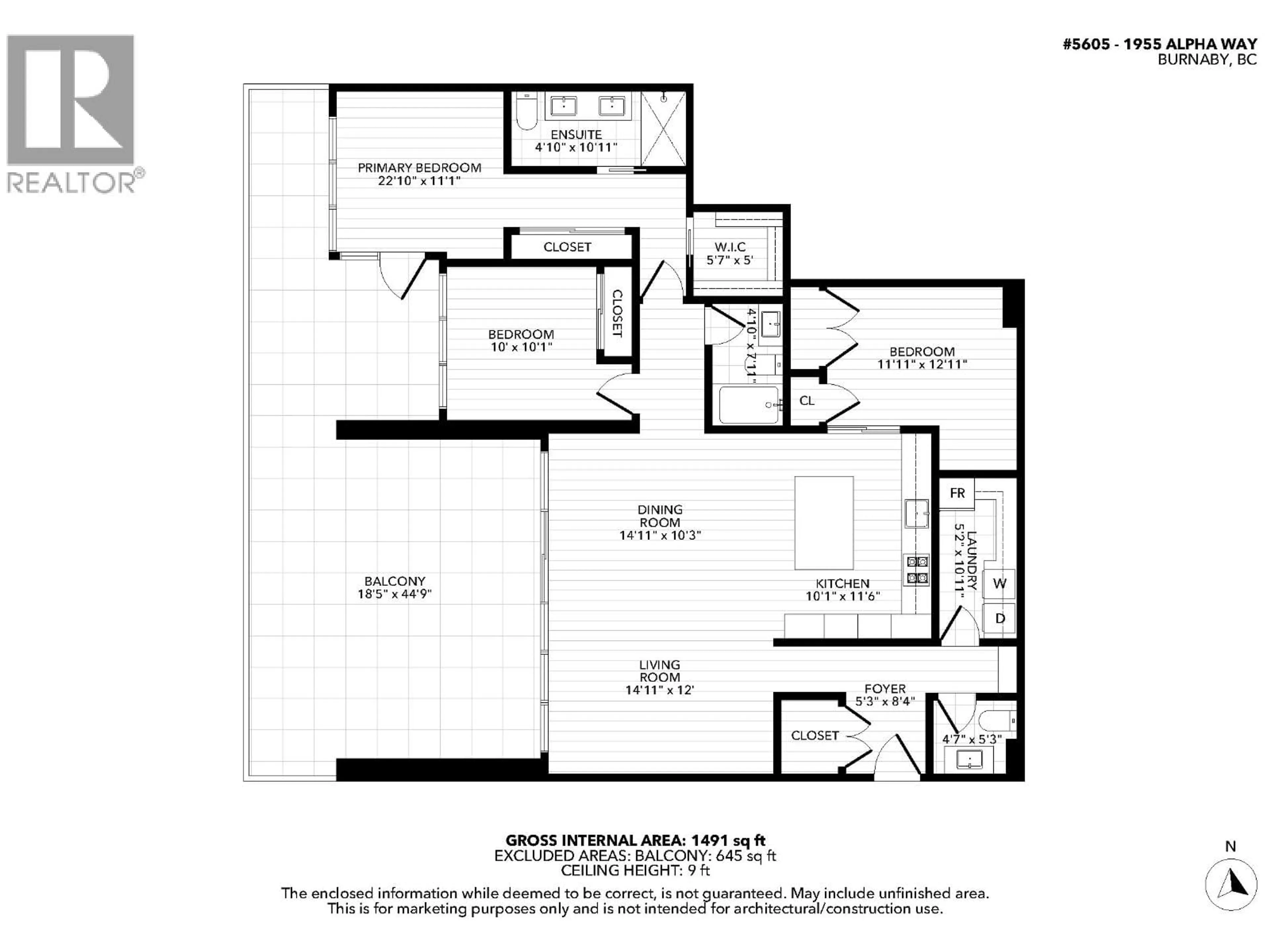 Floor plan for 5605 - 1955 ALPHA WAY, Burnaby British Columbia V5C0K6
