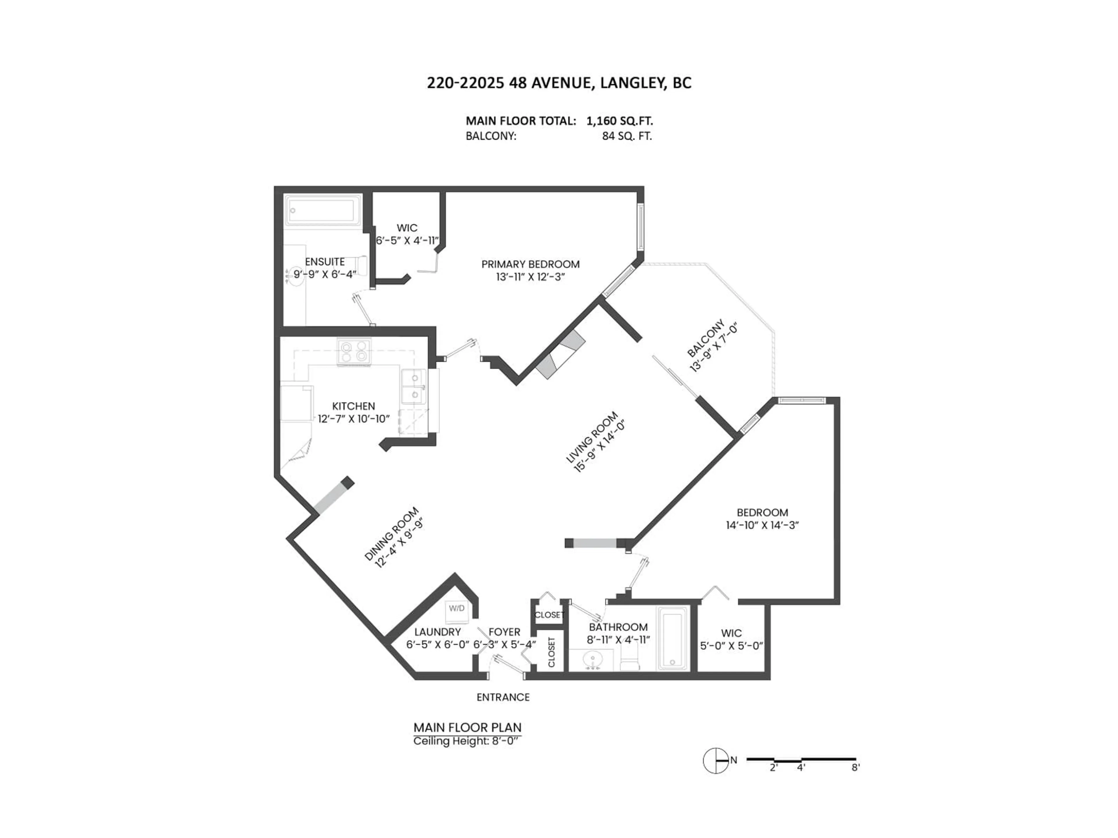 Floor plan for 220 - 22025 48 AVENUE, Langley British Columbia V3A3N1