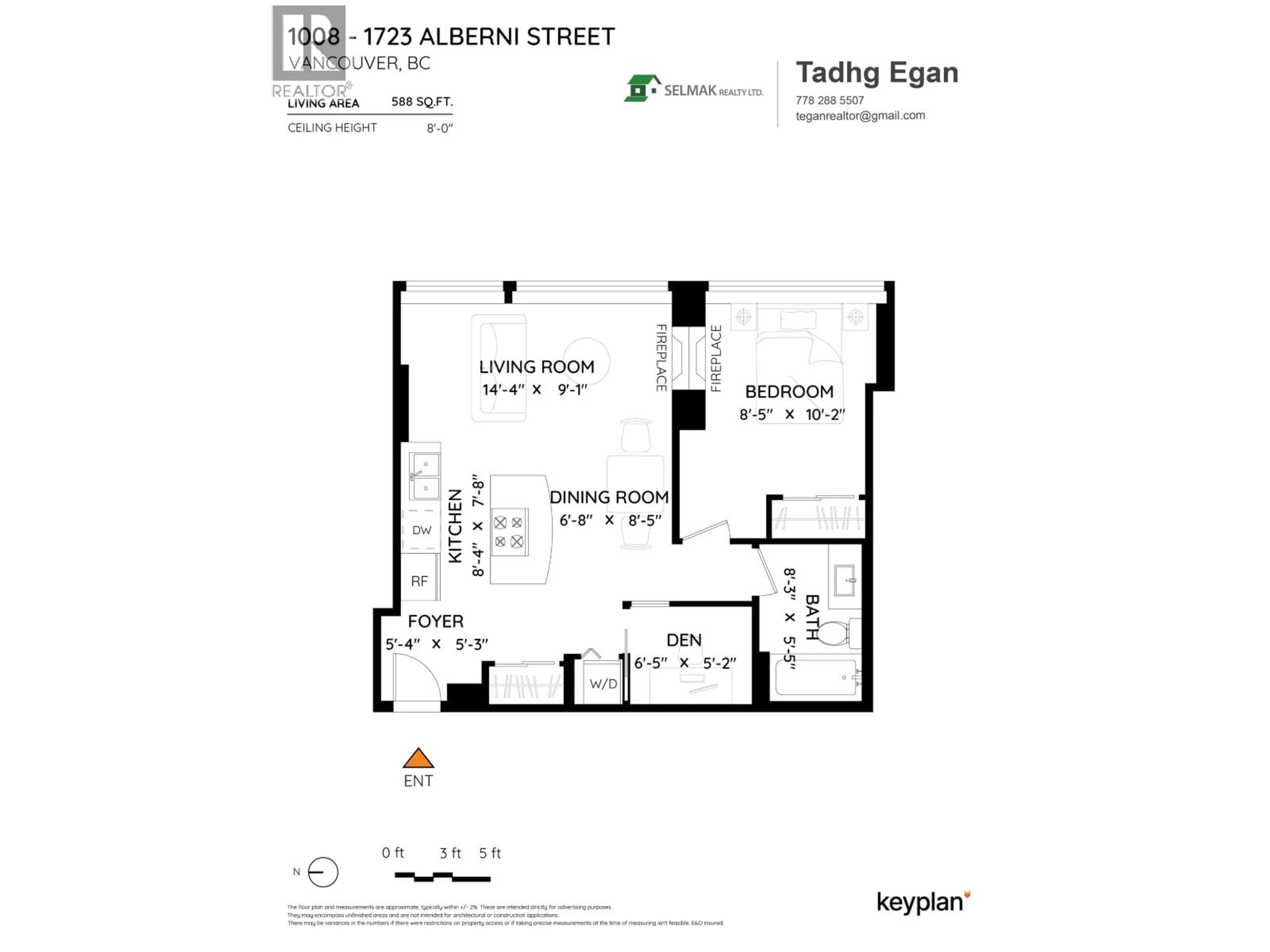 Floor plan for 1008 - 1723 ALBERNI STREET, Vancouver British Columbia V6G3G9