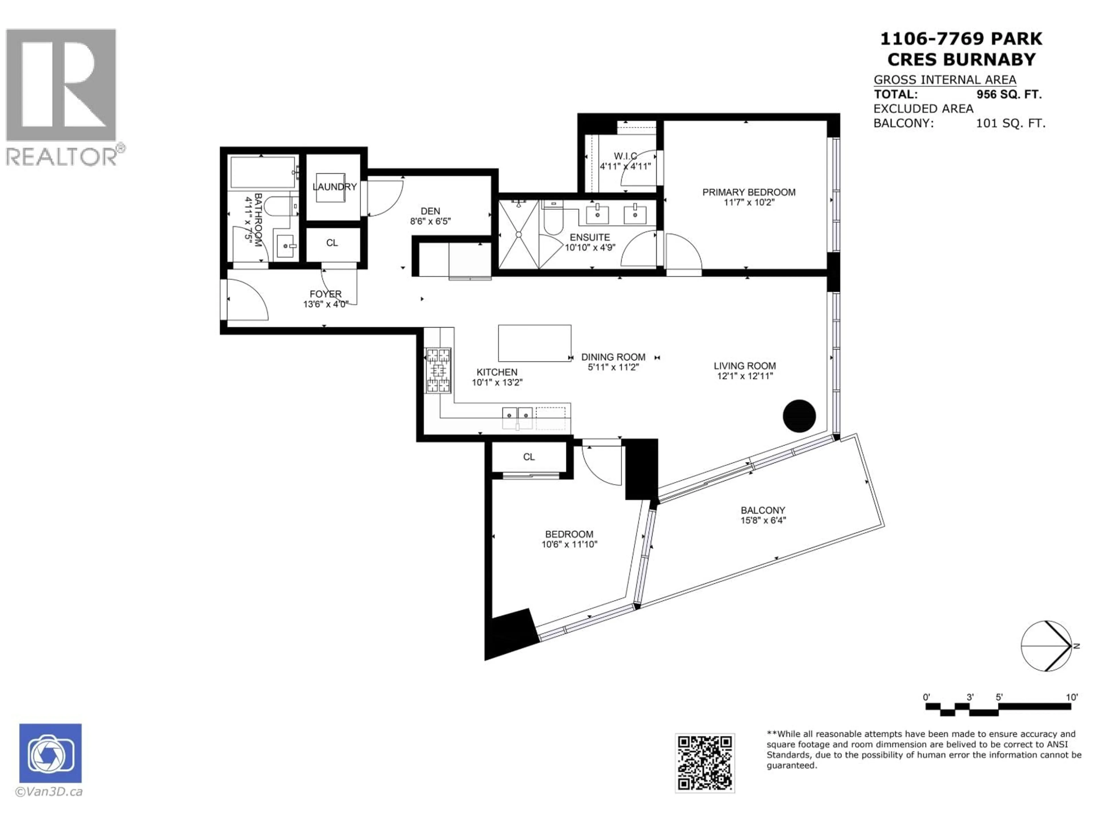 Floor plan for 1106 - 7769 PARK CRESCENT, Burnaby British Columbia V3N0J7