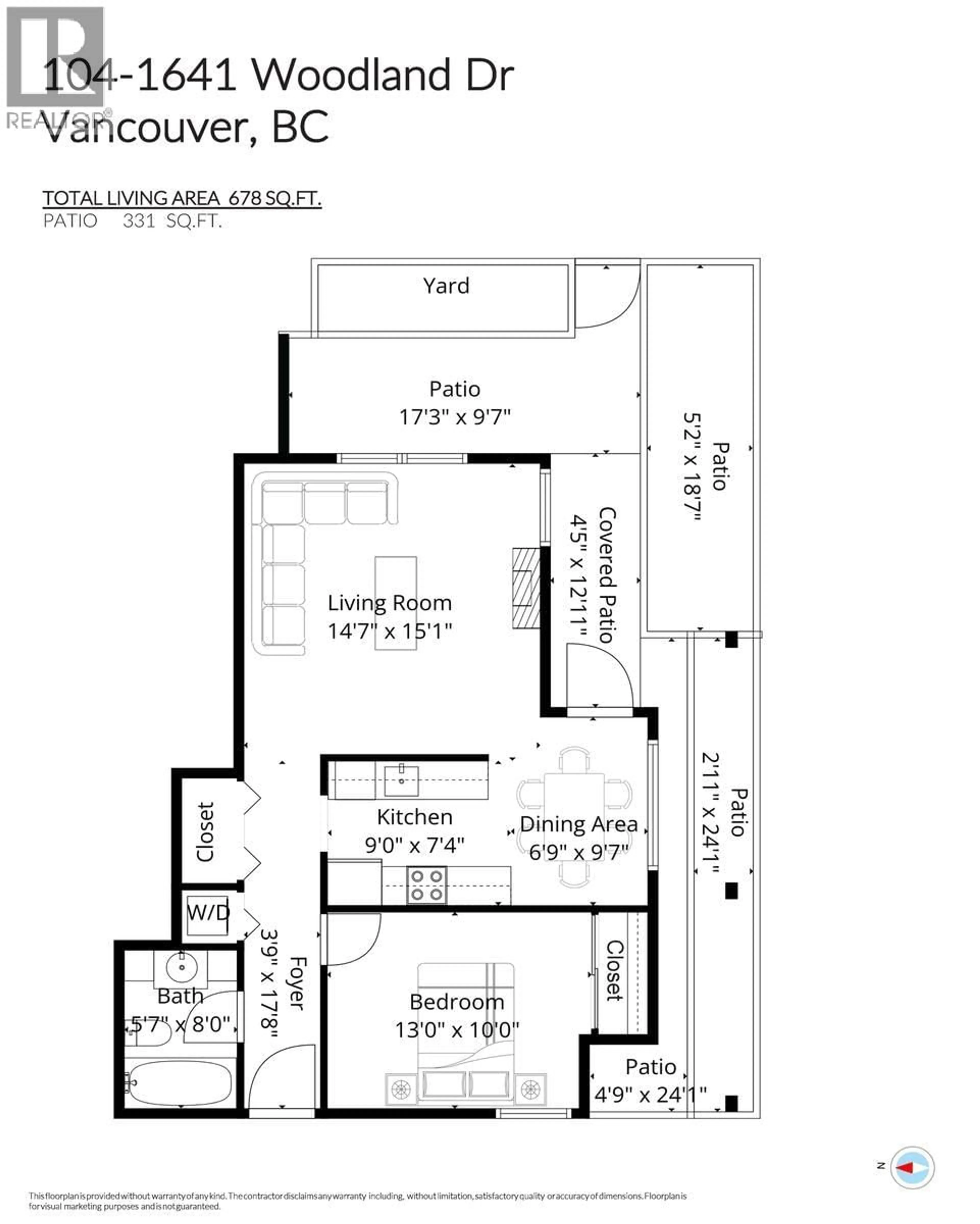 Floor plan for 104 - 1641 WOODLAND DRIVE, Vancouver British Columbia V5L3S9