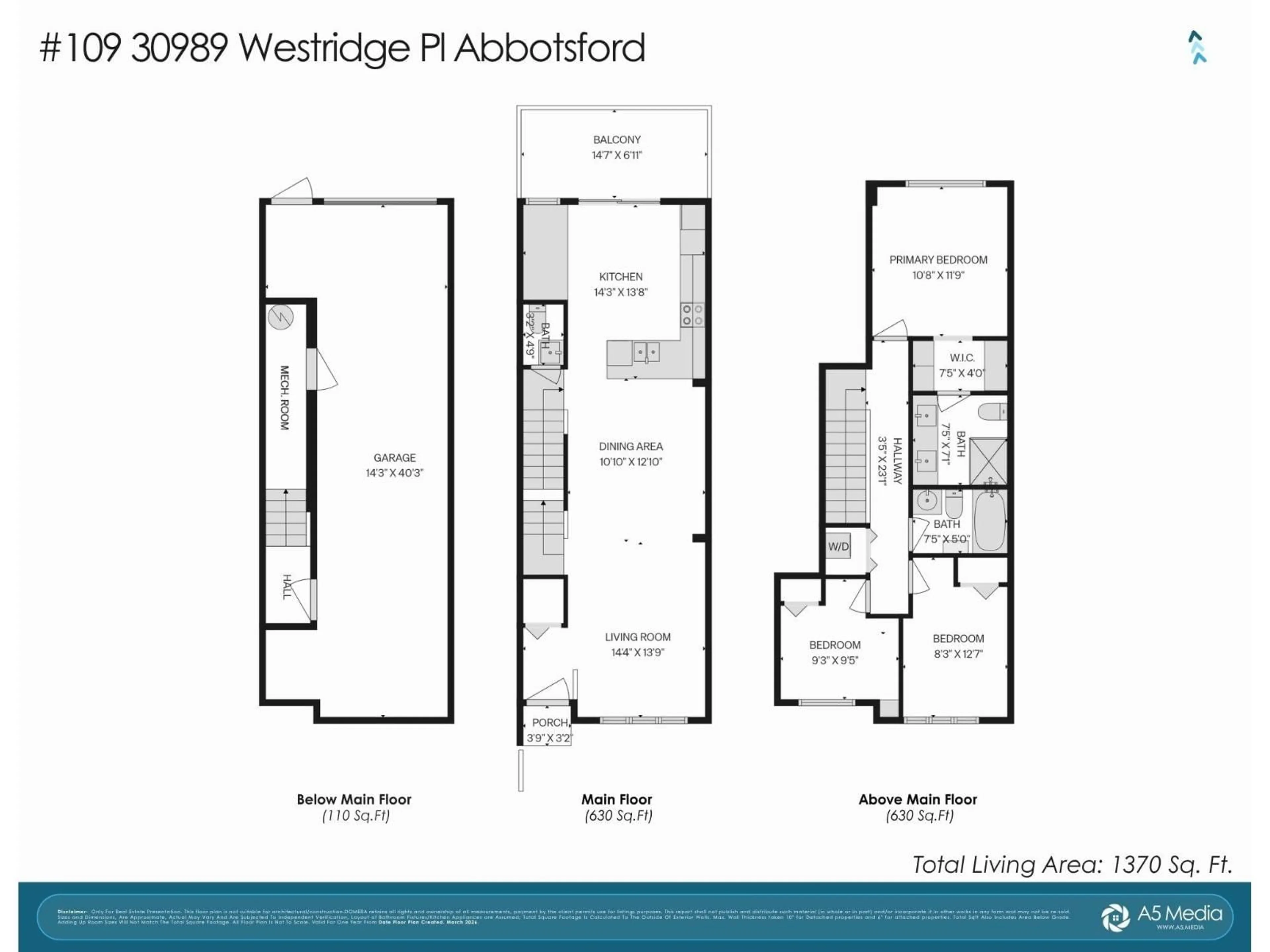 Floor plan for 109 - 30989 WESTRIDGE PLACE, Abbotsford British Columbia V2T0E7