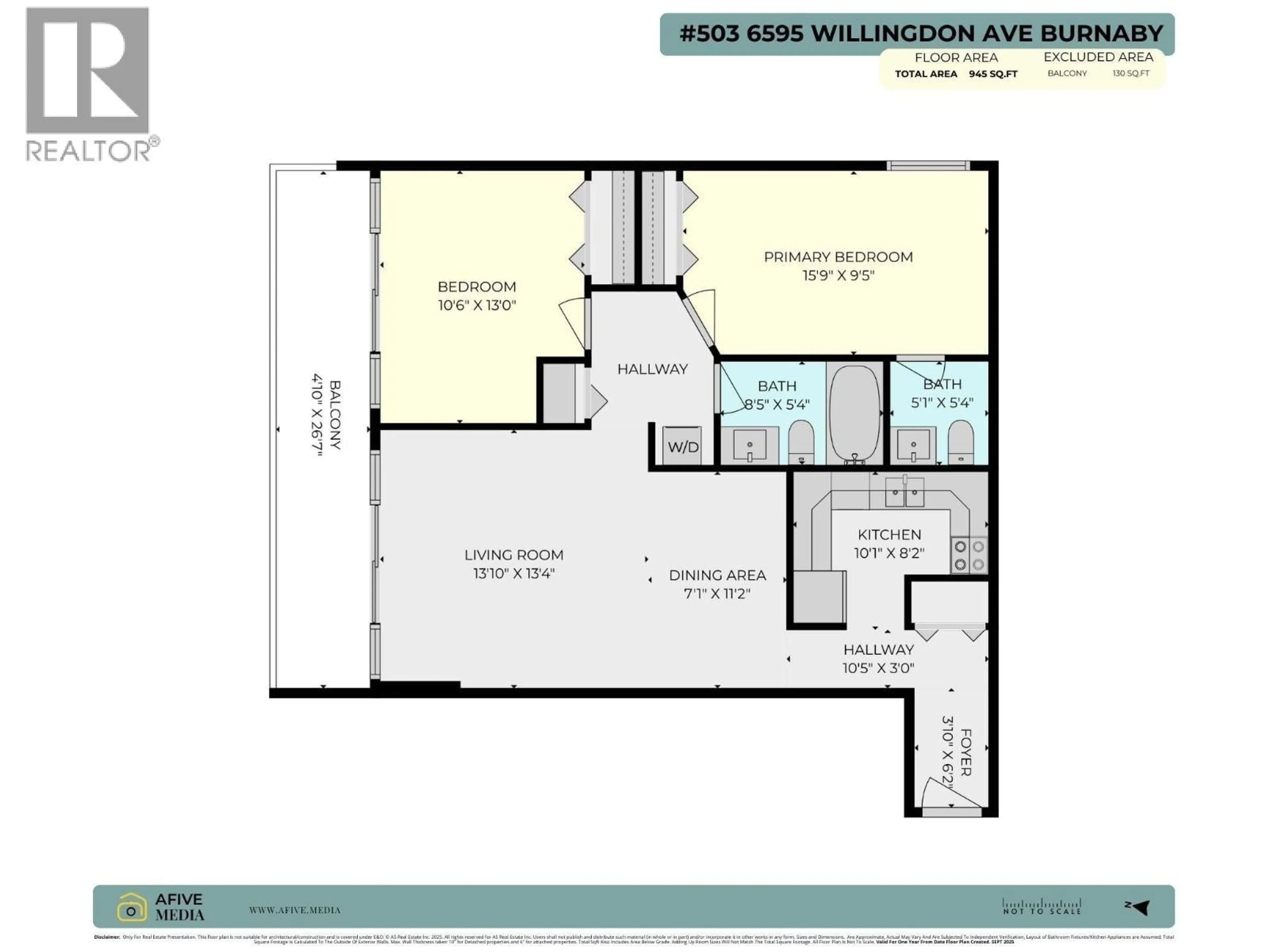 Floor plan for 503 - 6595 WILLINGDON AVENUE, Burnaby British Columbia V5H4E5