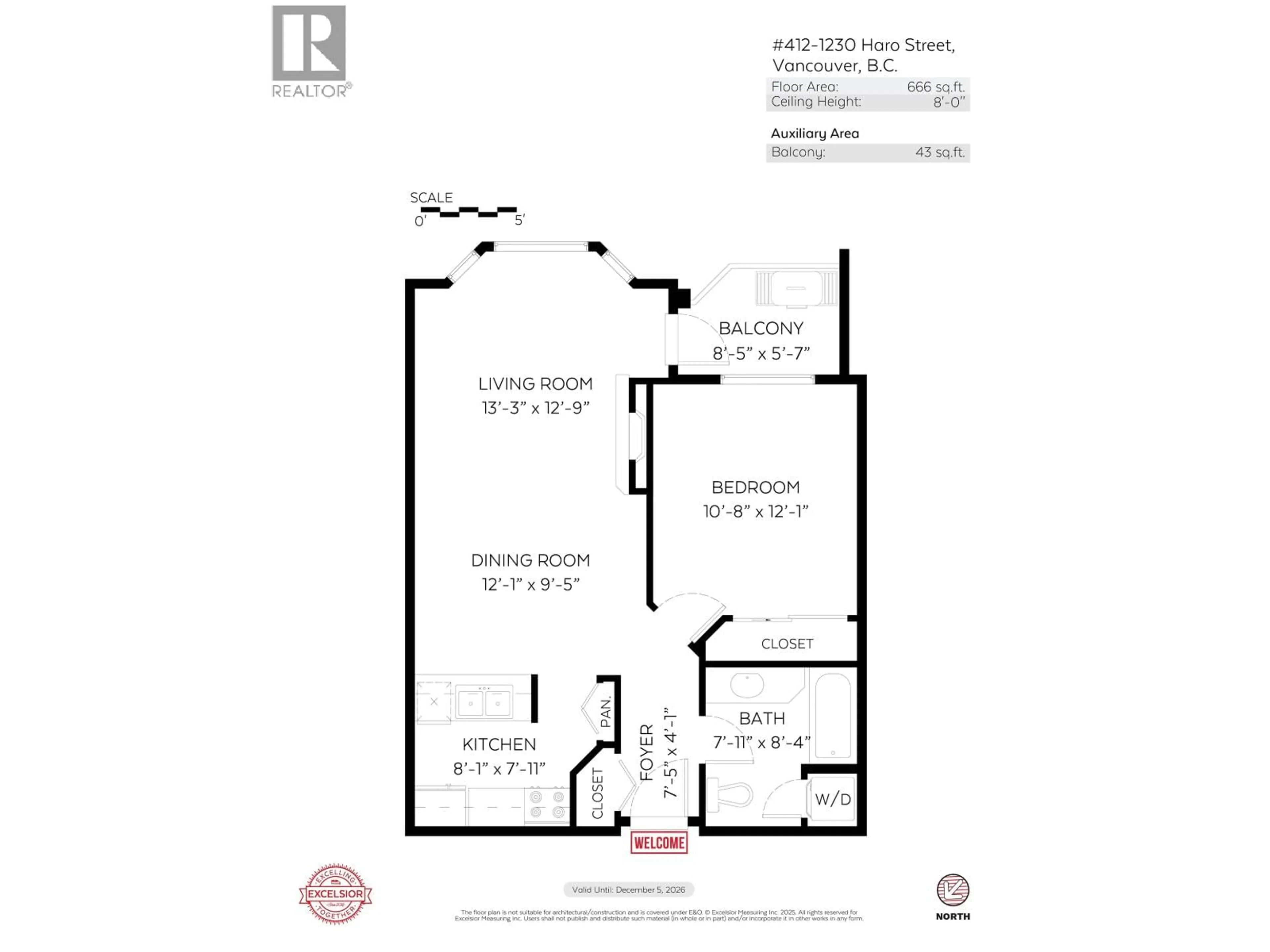 Floor plan for 412 - 1230 HARO STREET, Vancouver British Columbia V6E4J9