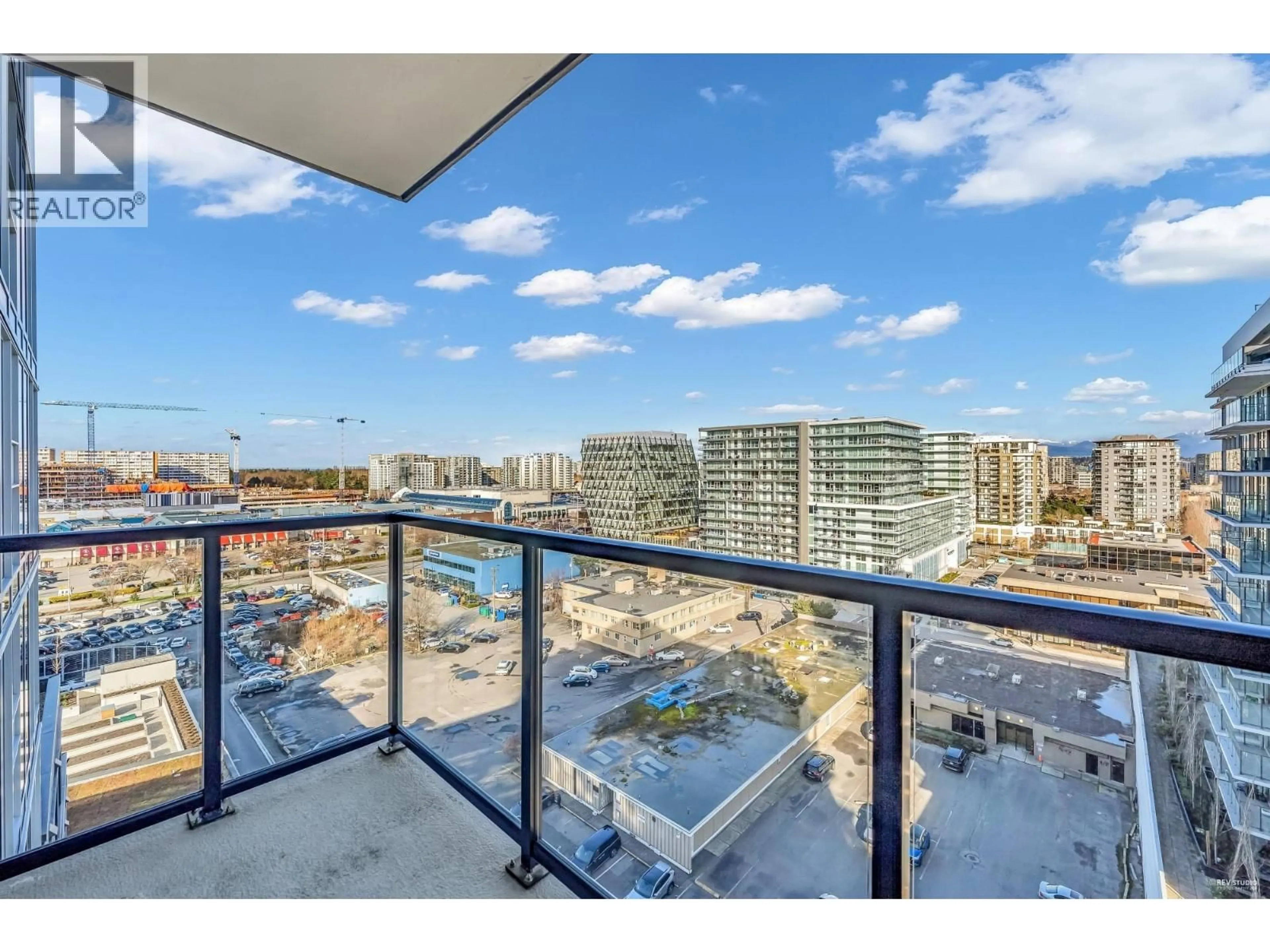 Balcony in the apartment, city buildings view from balcony for 1204 - 6633 BUSWELL STREET, Richmond British Columbia V6Y0M3
