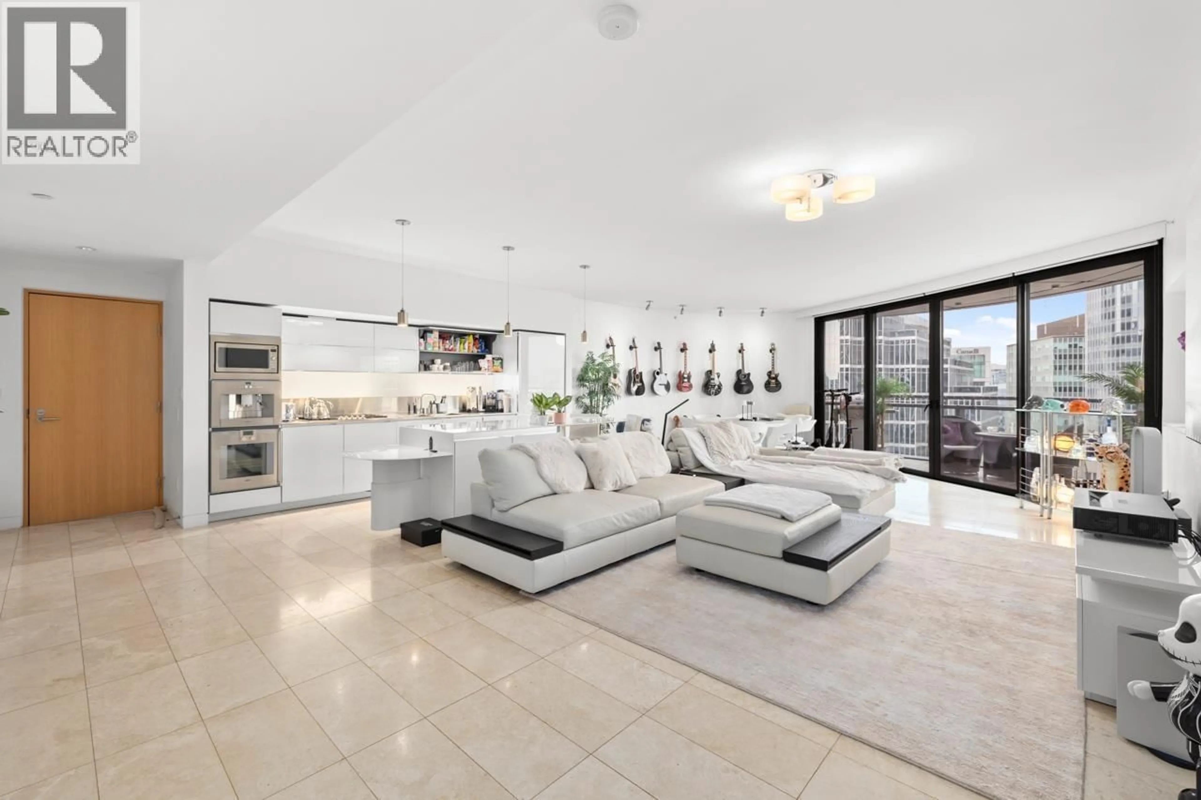 Living room with furniture, ceramic/tile floor for 2306 - 838 HASTINGS STREET, Vancouver British Columbia V6C0A6