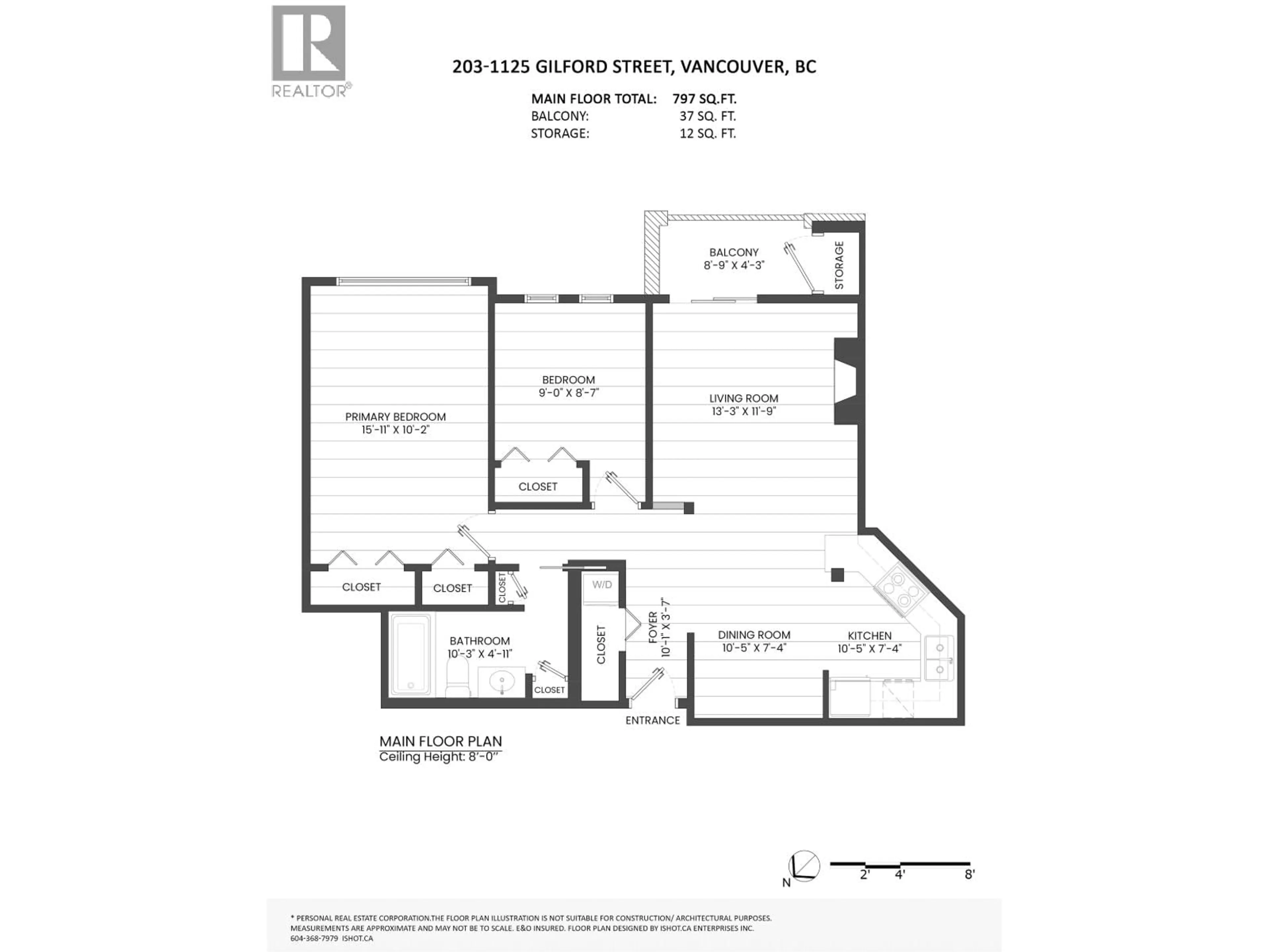 Floor plan for 203 - 1125 GILFORD STREET, Vancouver British Columbia V6G2P7