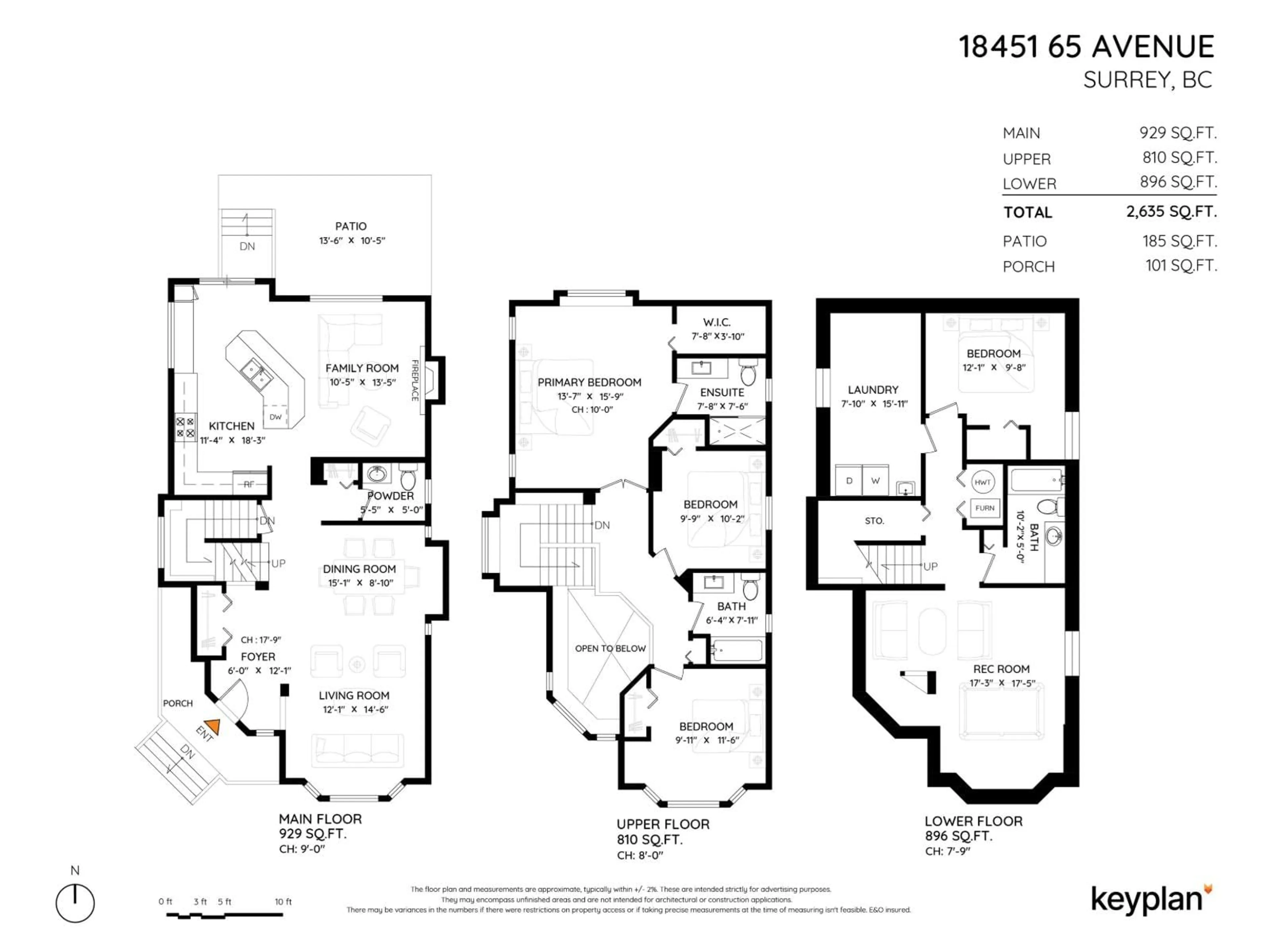 Floor plan for 18451 65 AVENUE, Surrey British Columbia V3S8T1