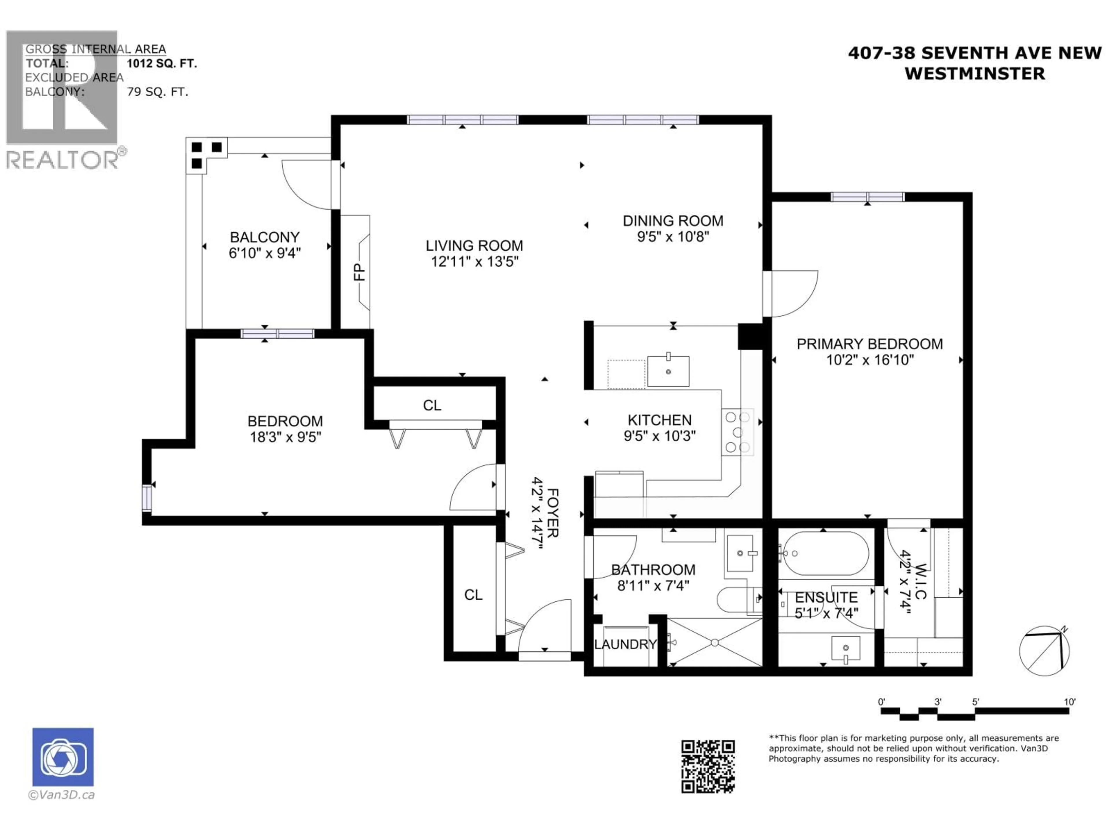 Floor plan for 407 - 38 SEVENTH AVENUE, New Westminster British Columbia V3L5W2