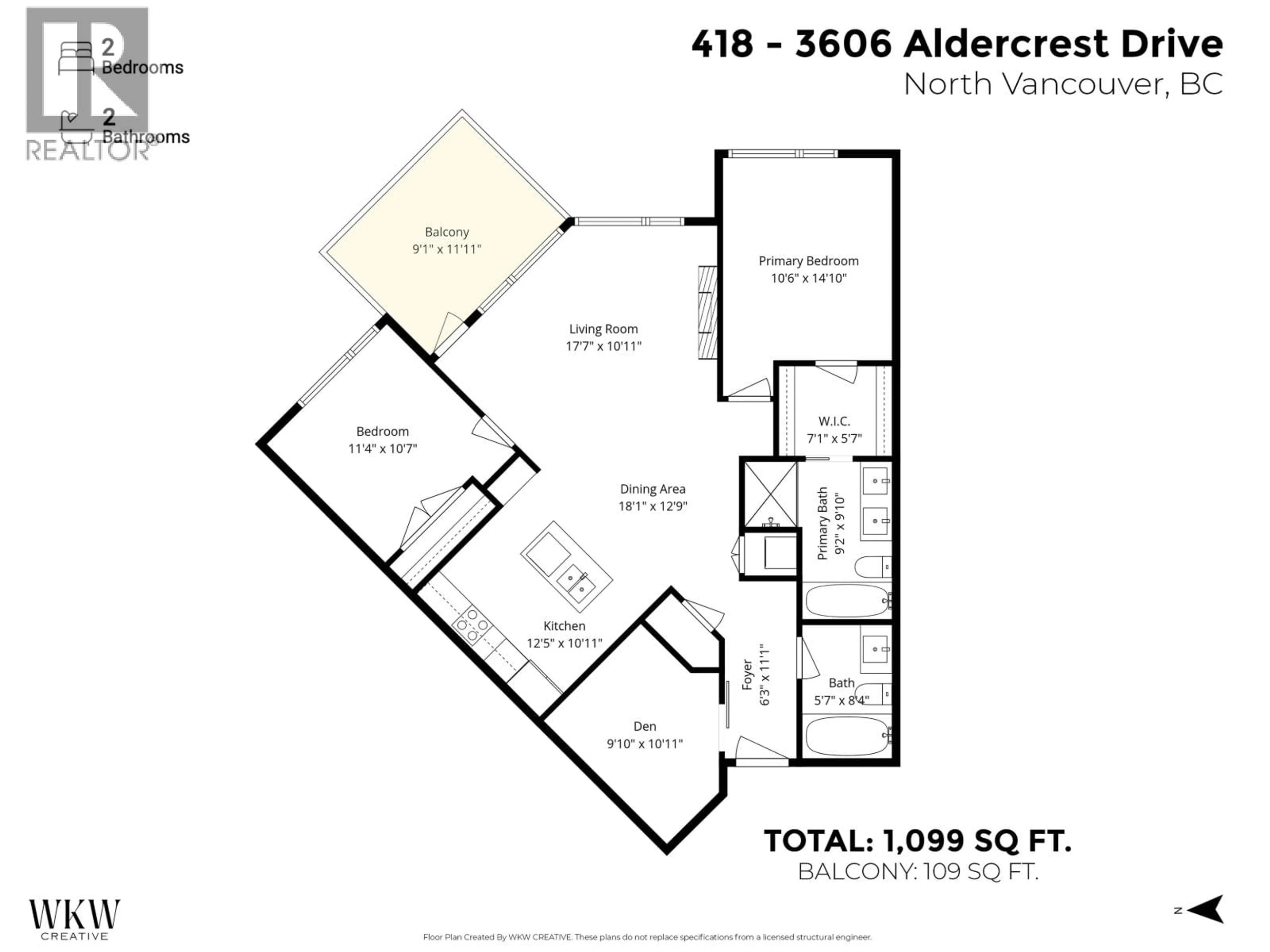 Floor plan for 418 - 3606 ALDERCREST DRIVE, North Vancouver British Columbia V7G0A3