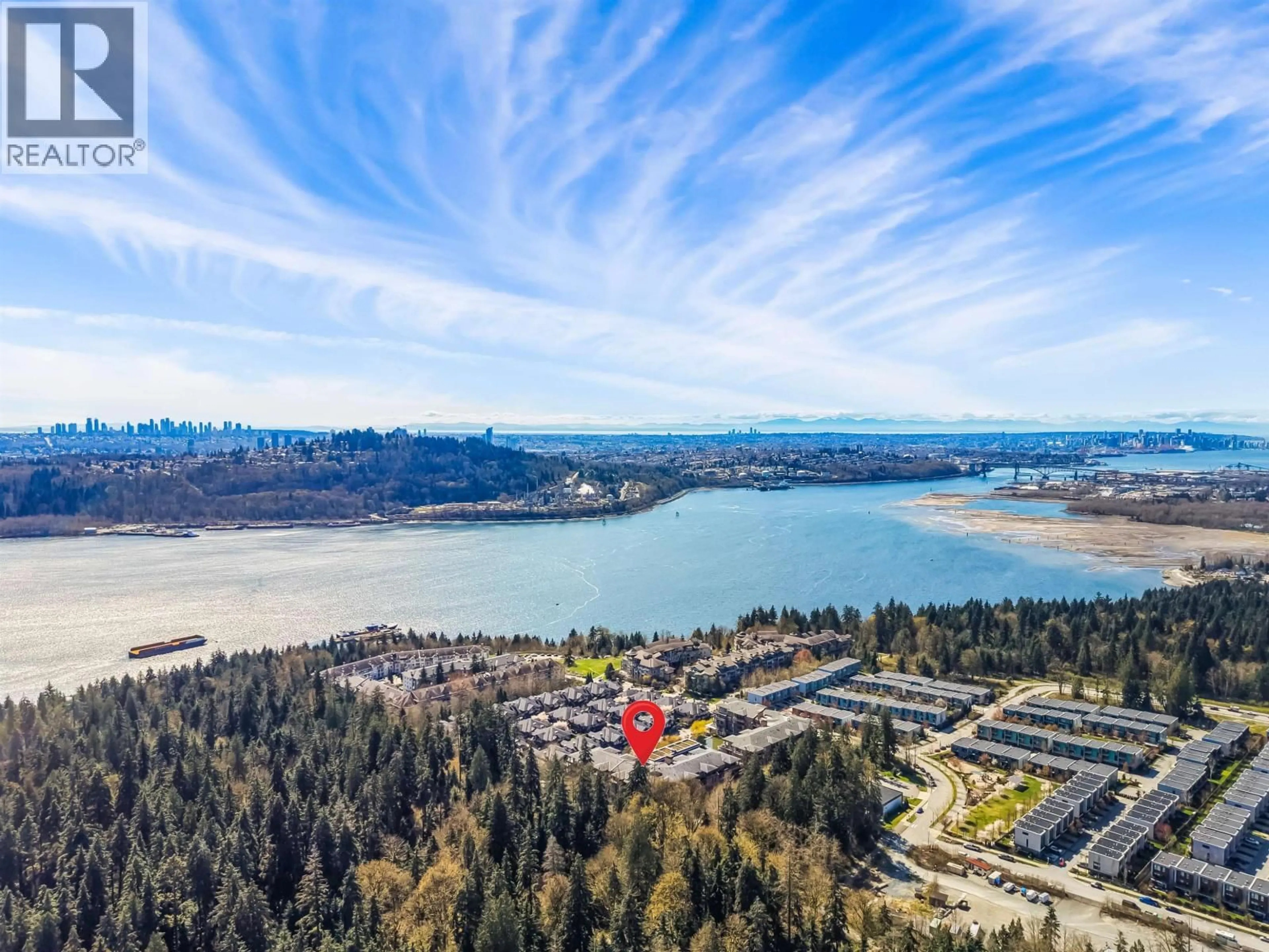 A pic from outside/outdoor area/front of a property/back of a property/a pic from drone, water/lake/river/ocean view for 418 - 3606 ALDERCREST DRIVE, North Vancouver British Columbia V7G0A3