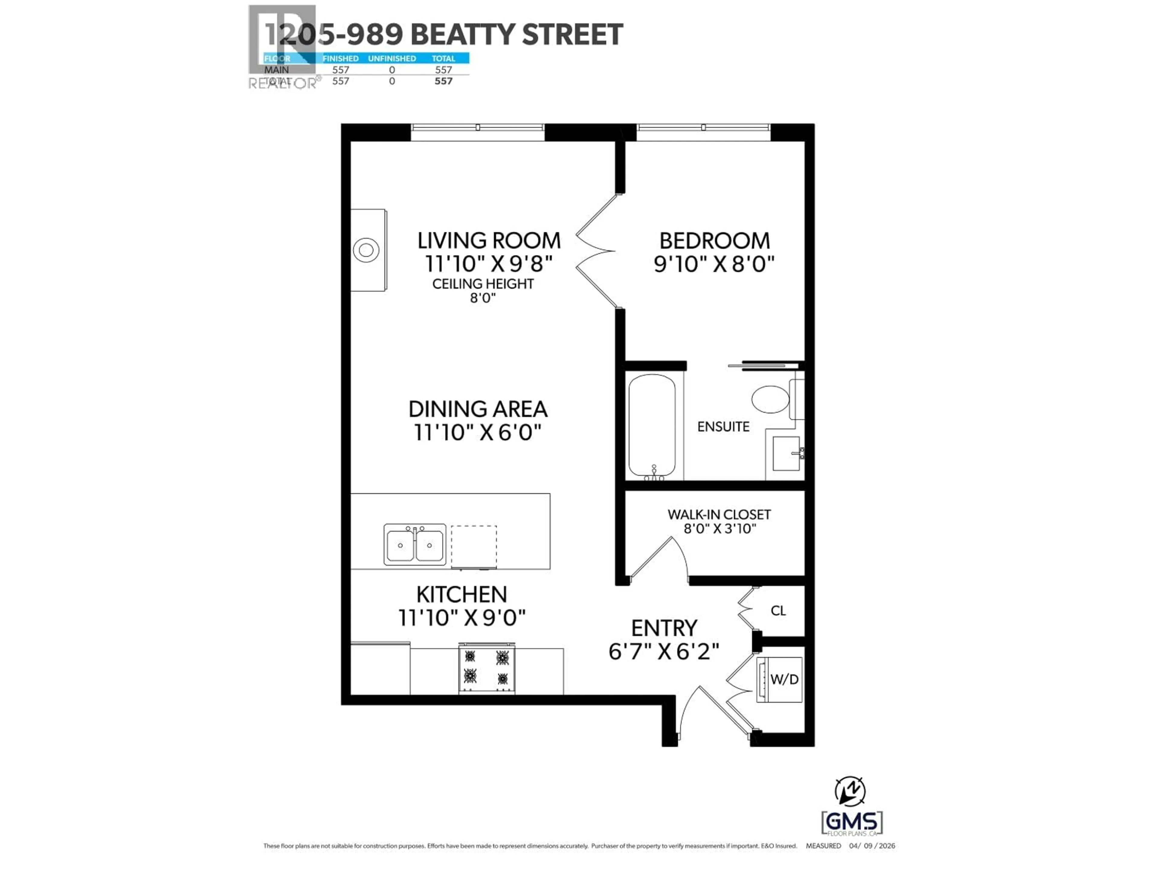 Floor plan for 1205 - 989 BEATTY STREET, Vancouver British Columbia V6Z3C2