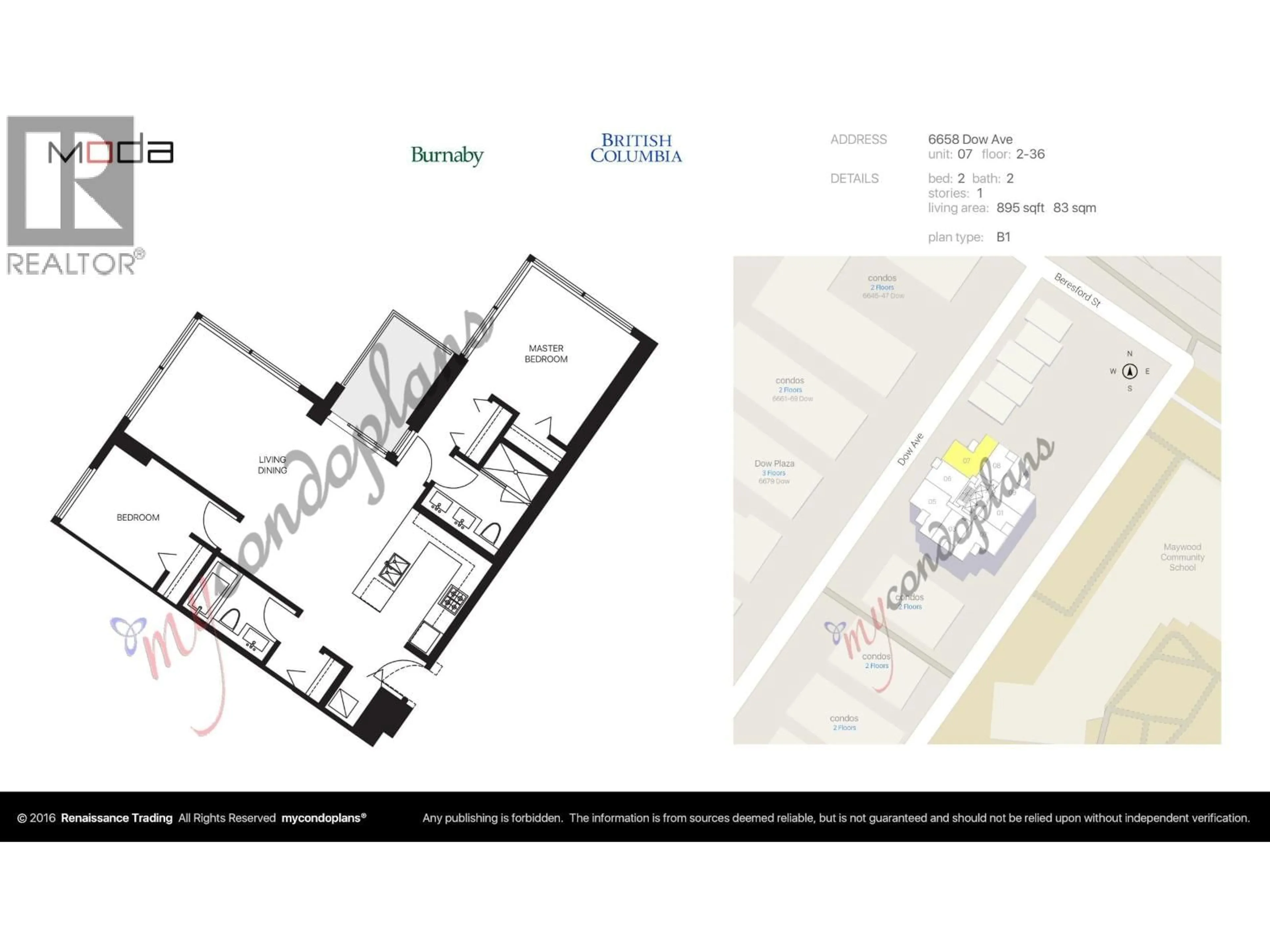 Floor plan for 3007 - 6658 DOW AVENUE, Burnaby British Columbia V5H0C7