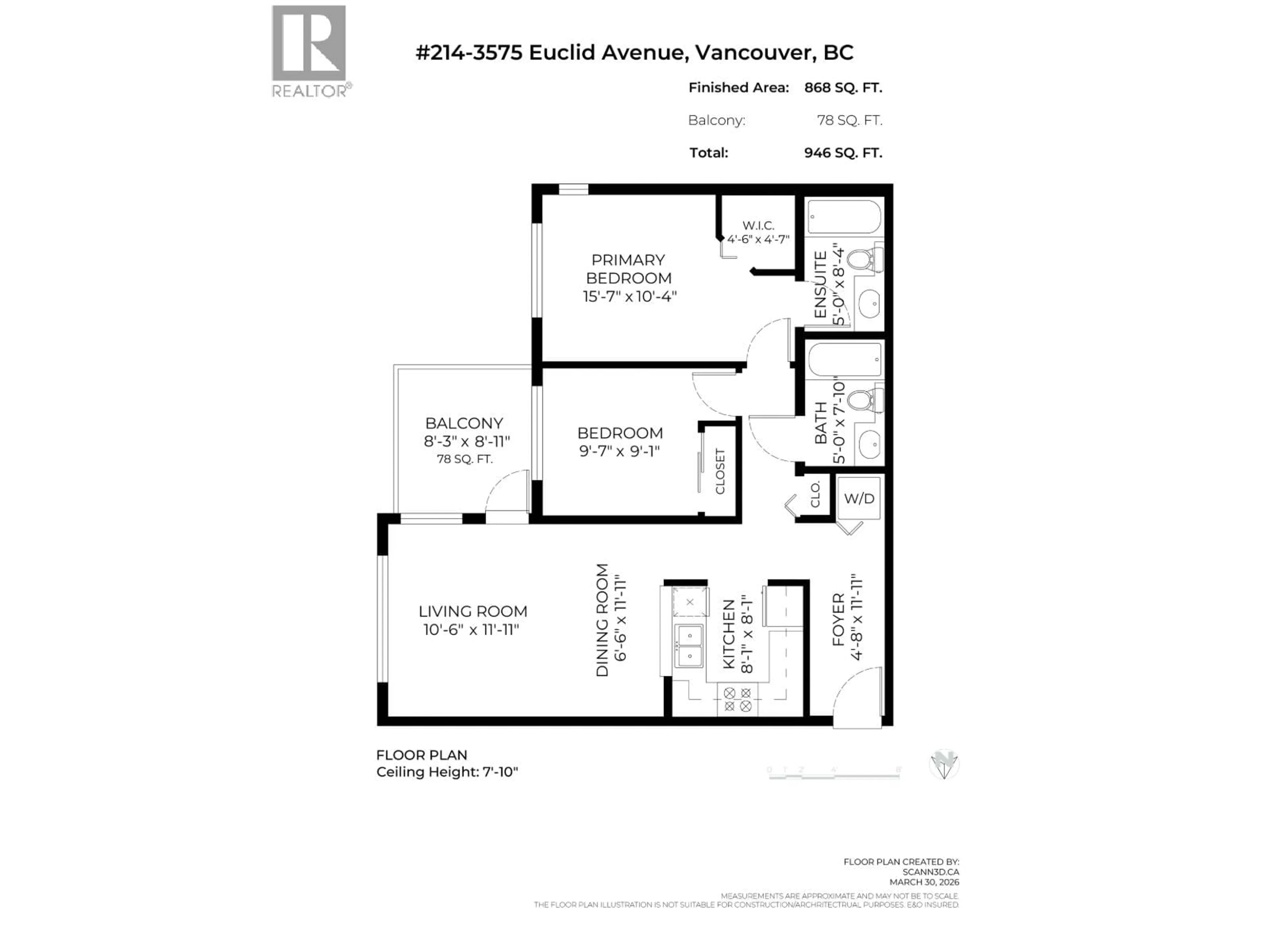 Floor plan for 214 - 3575 EUCLID AVENUE, Vancouver British Columbia V5R6H5