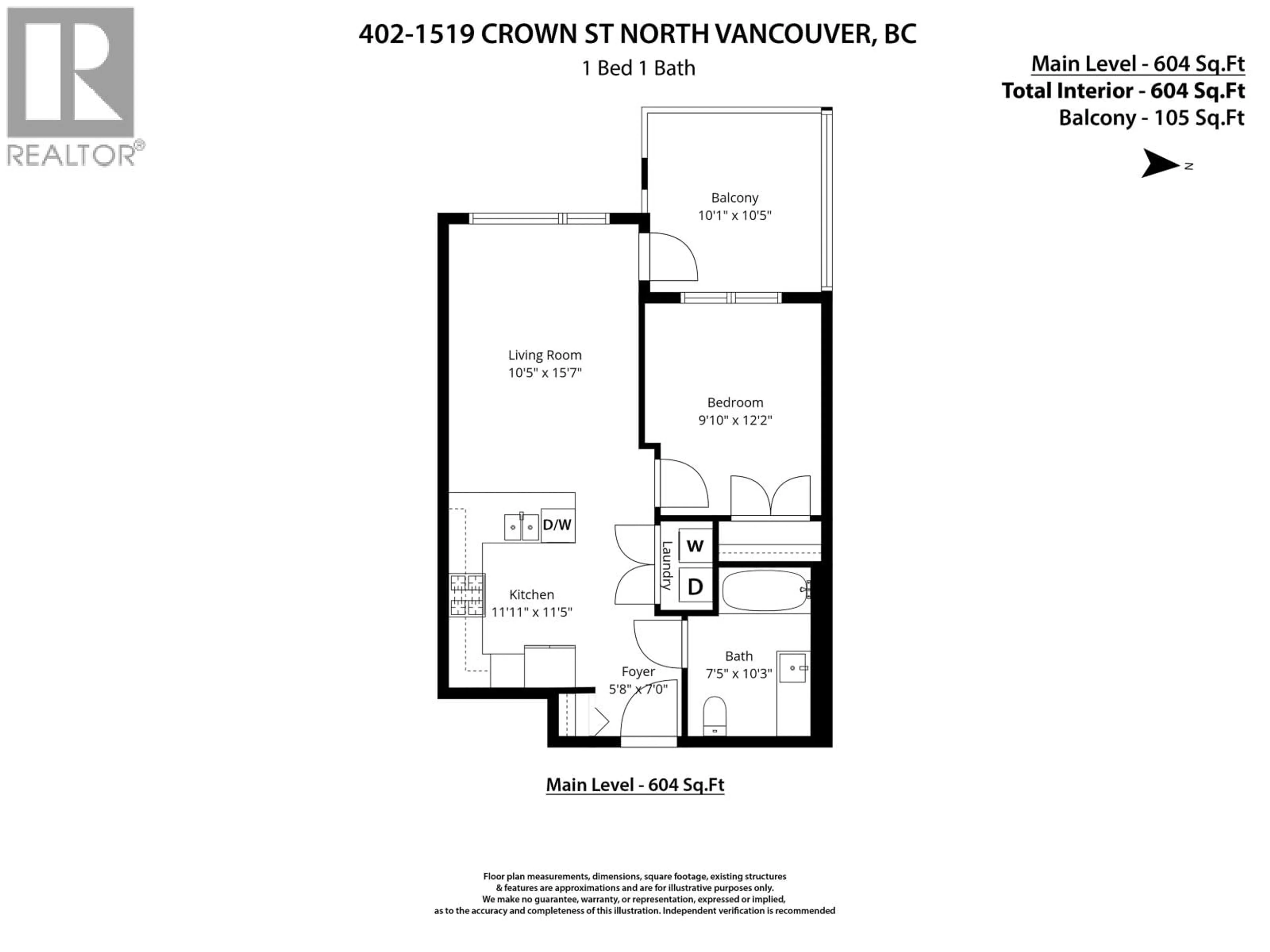 Floor plan for 402 - 1519 CROWN STREET, Vancouver British Columbia V7J1G6