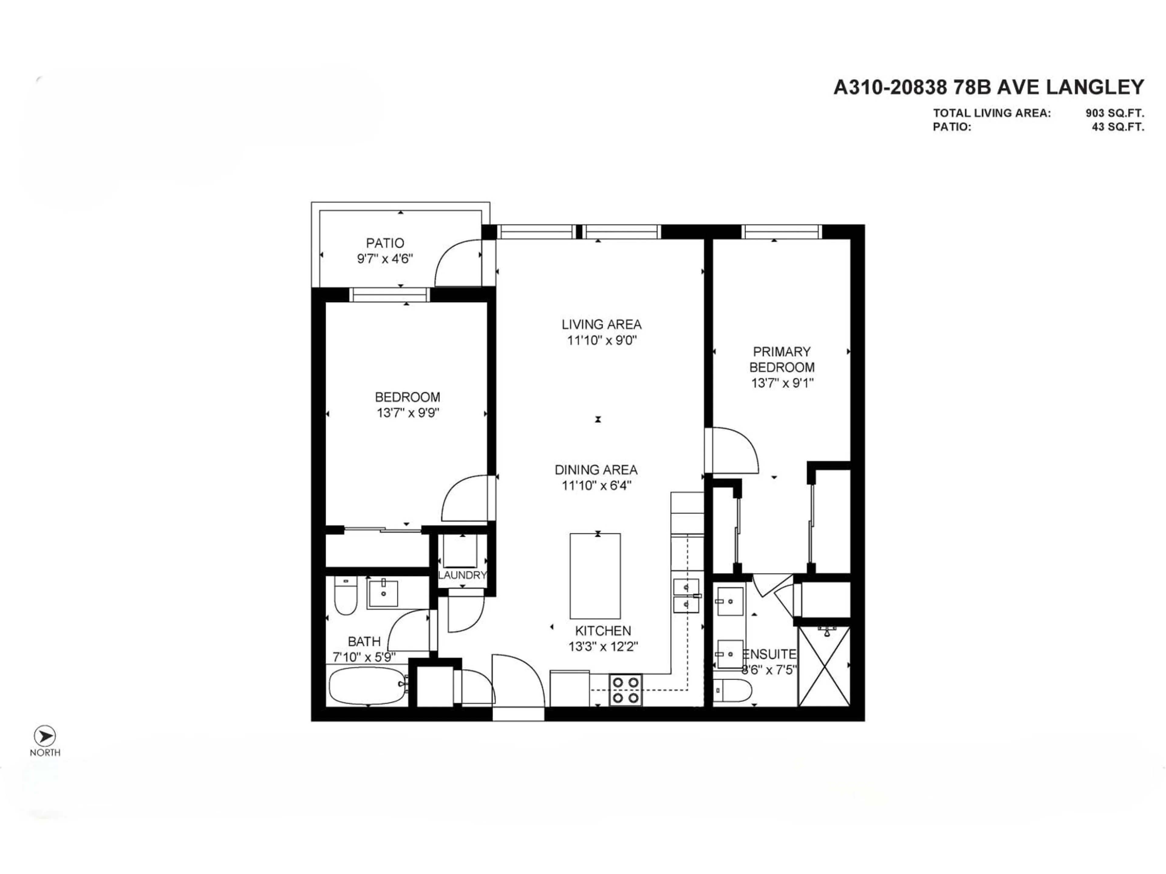 Floor plan for A310 - 20838 78B AVENUE, Langley British Columbia V2Y3M1