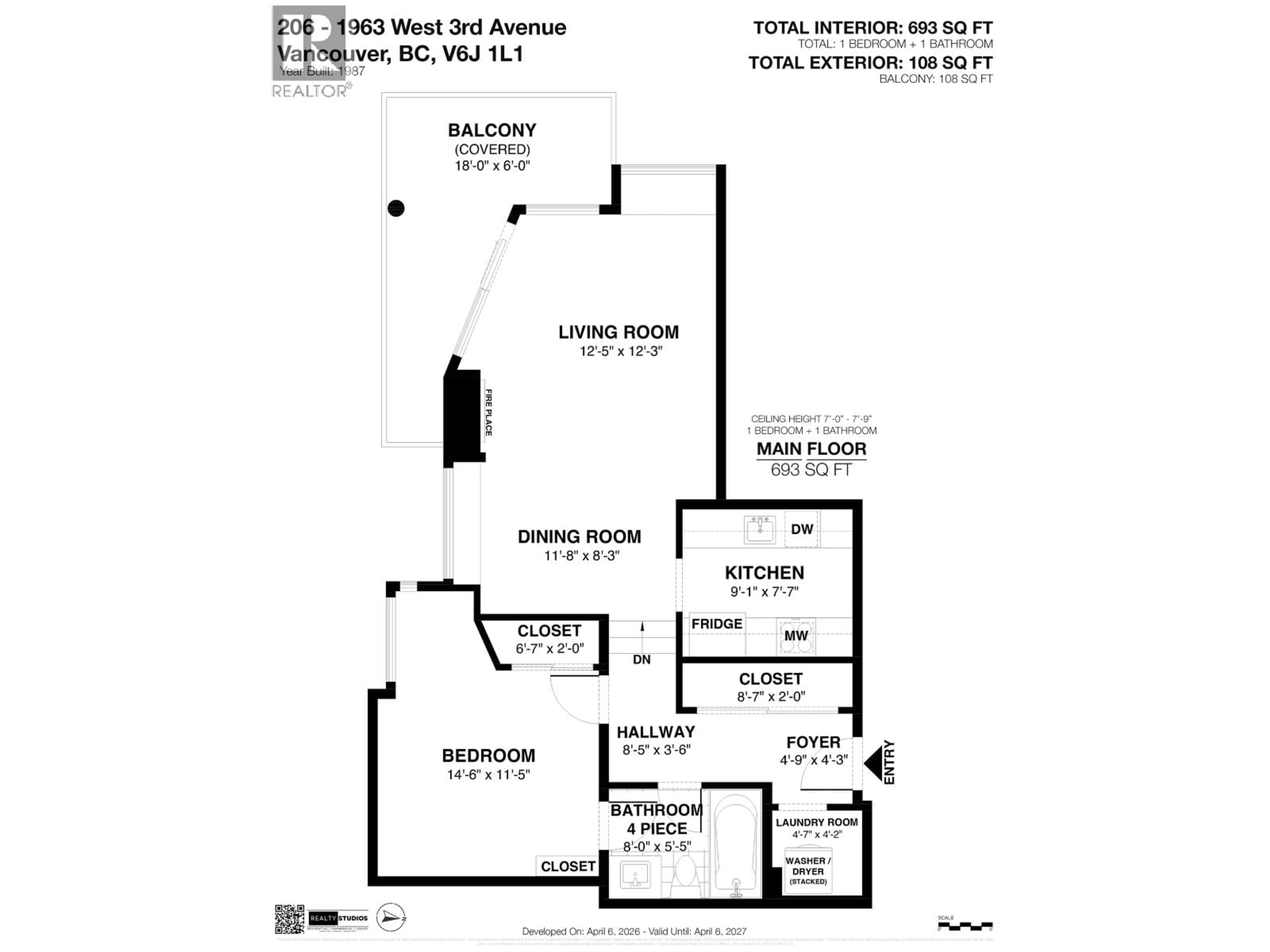 Floor plan for 206 - 1963 3RD AVENUE, Vancouver British Columbia V6J1L2