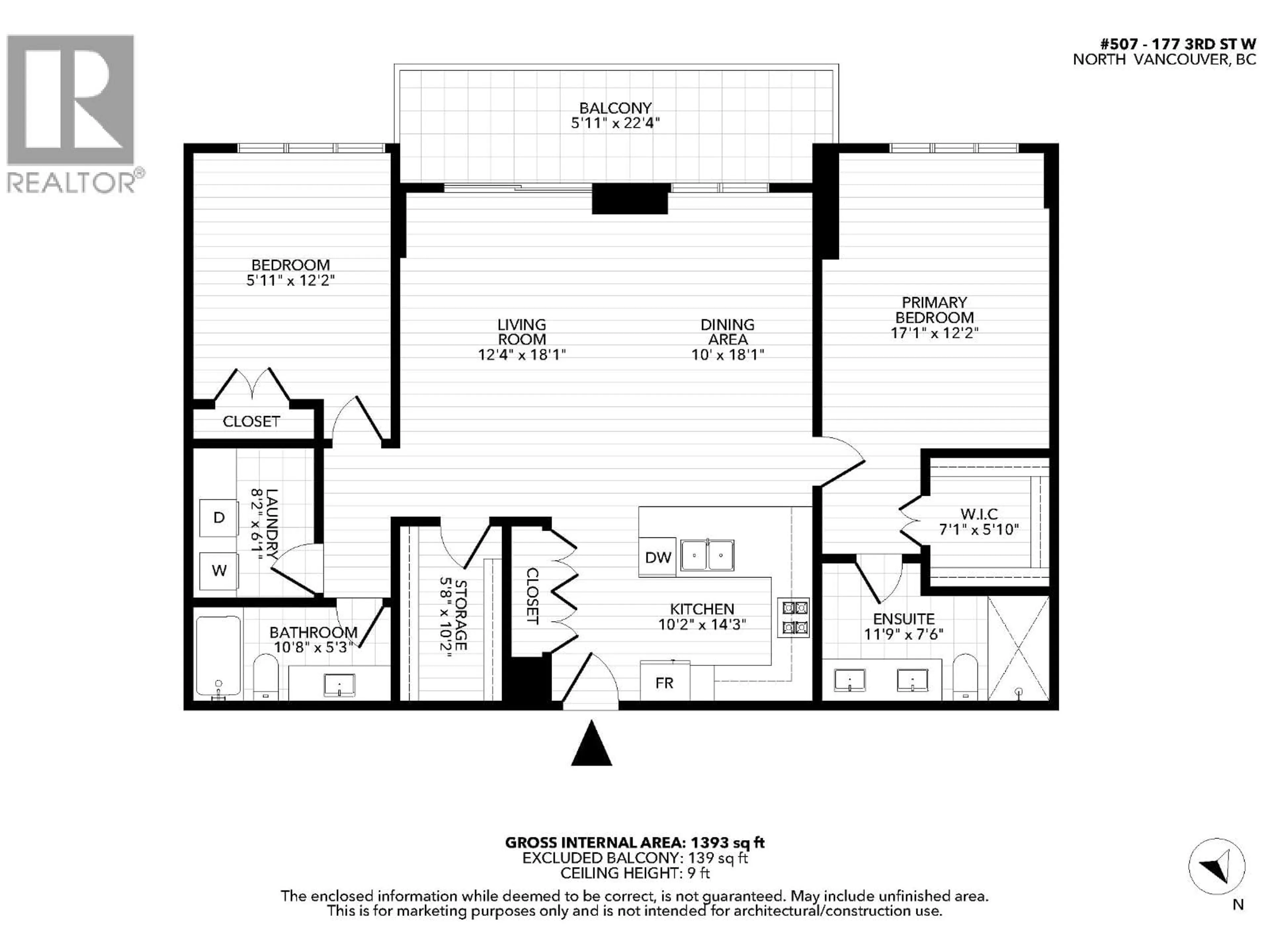Floor plan for 507 - 177 3RD STREET, North Vancouver British Columbia V7M0G5