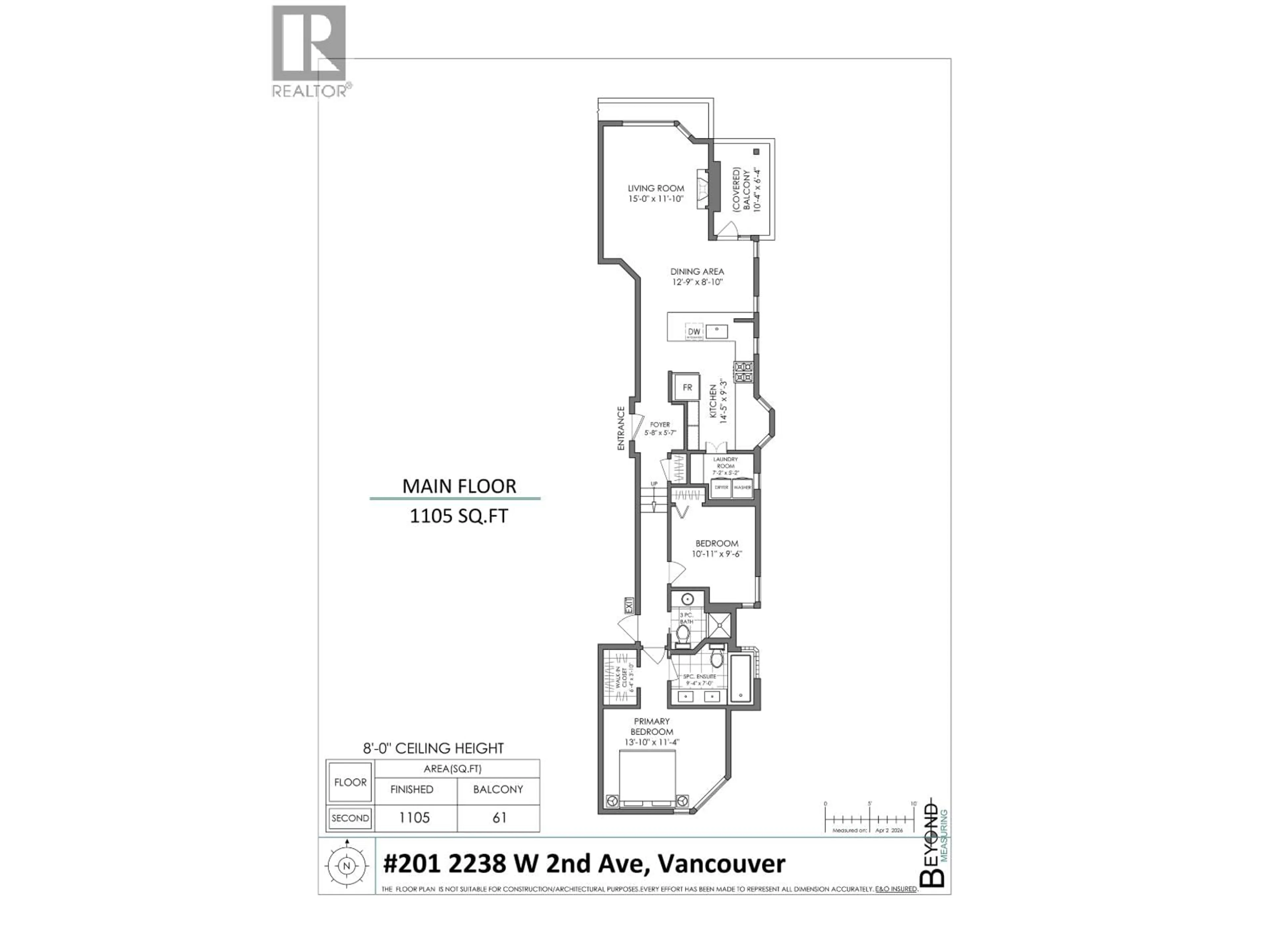 Floor plan for 201 - 2238 2ND AVENUE, Vancouver British Columbia V6K1H9