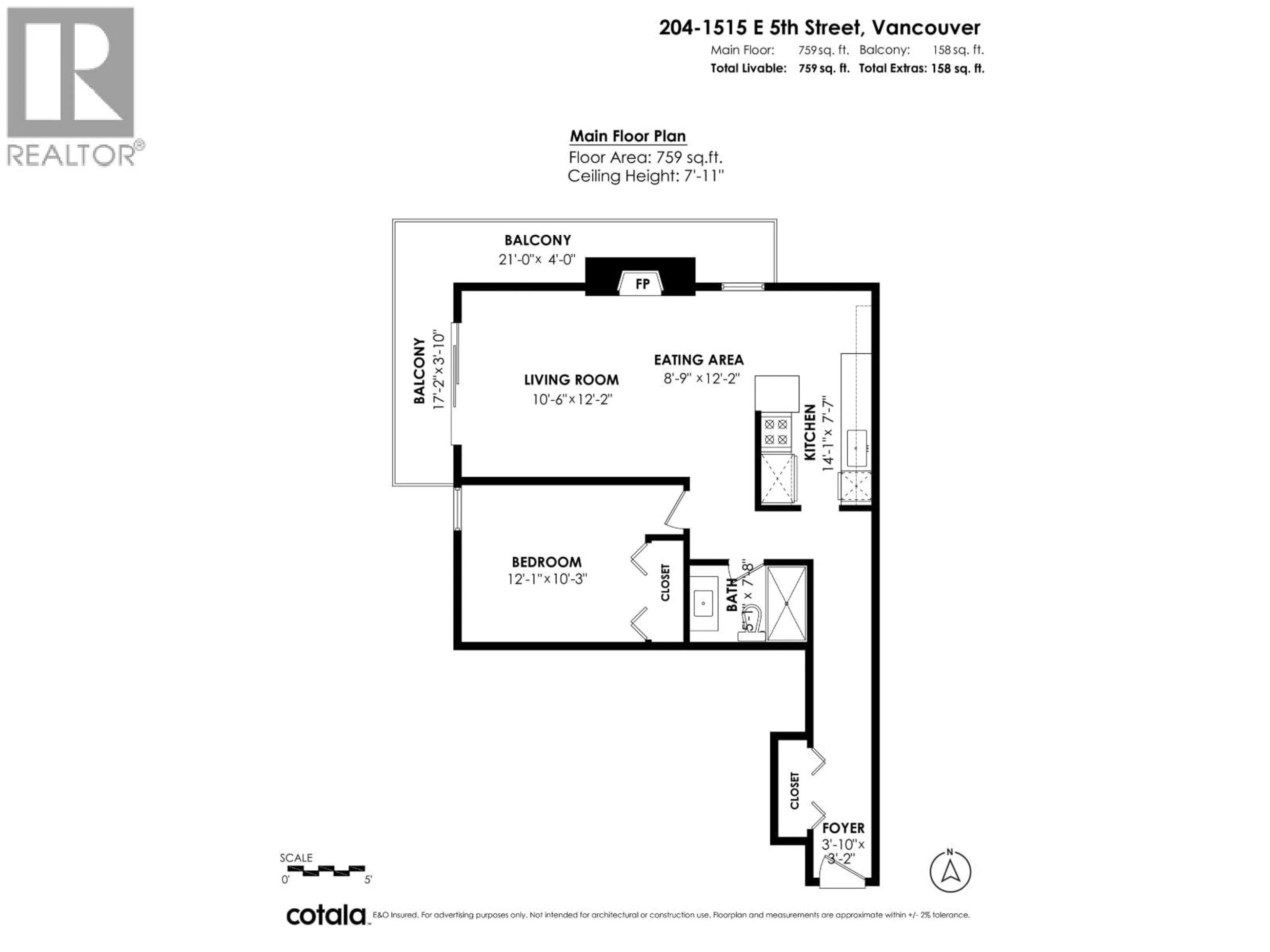 Floor plan for 204 - 1515 5TH AVENUE, Vancouver British Columbia V5N1L6