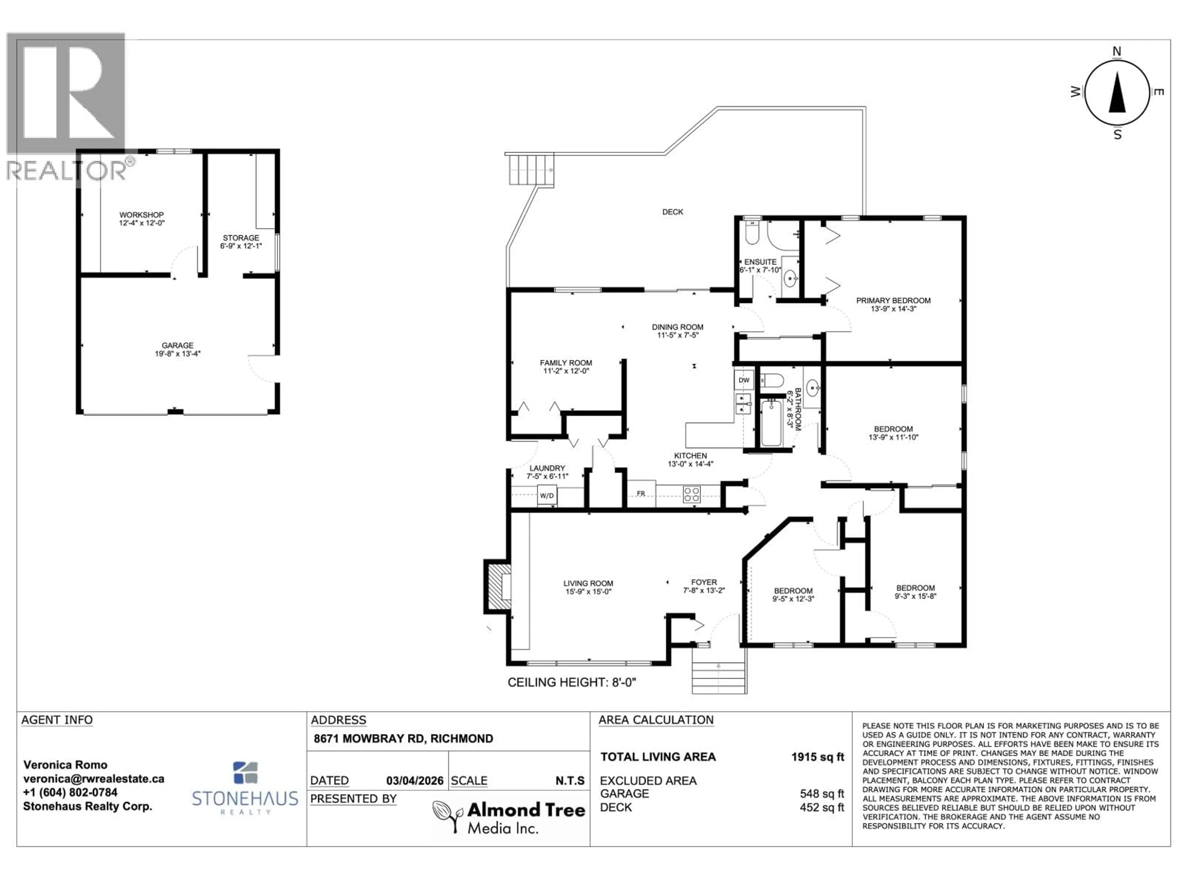 Floor plan for 8671 MOWBRAY ROAD, Richmond British Columbia V7A2B9