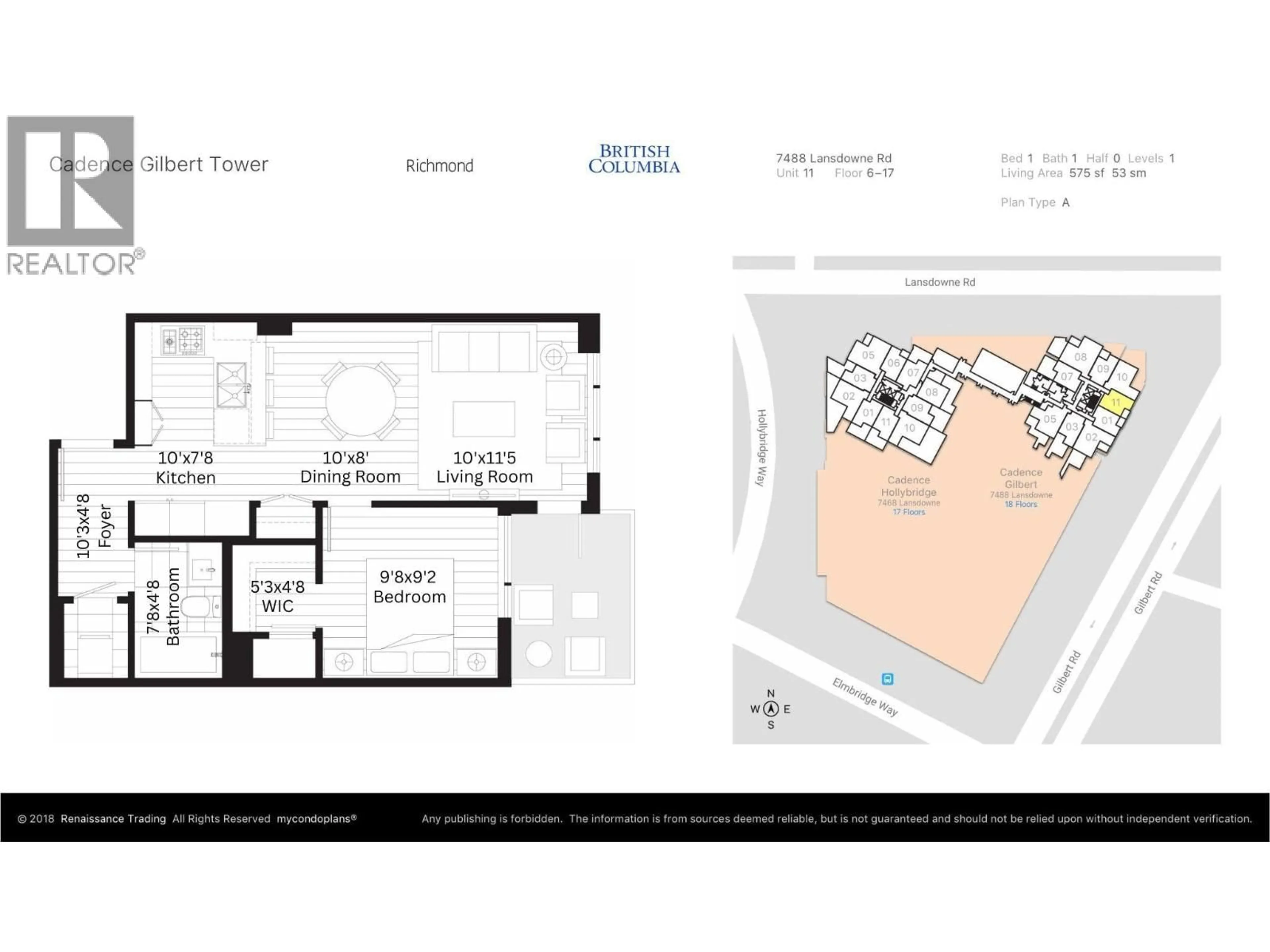 Floor plan for 611 - 7488 LANSDOWNE ROAD, Richmond British Columbia V7C0B9