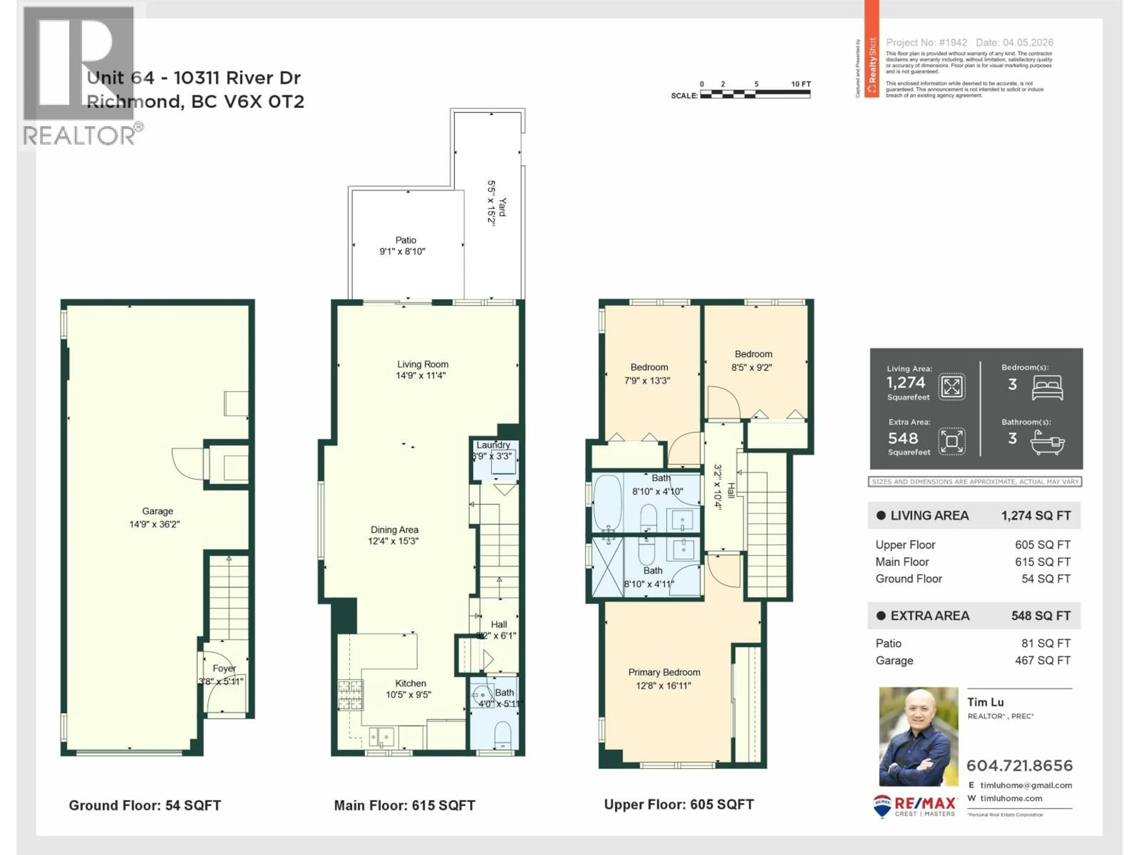 Floor plan for 64 - 10311 RIVER DRIVE, Richmond British Columbia V6X0T2