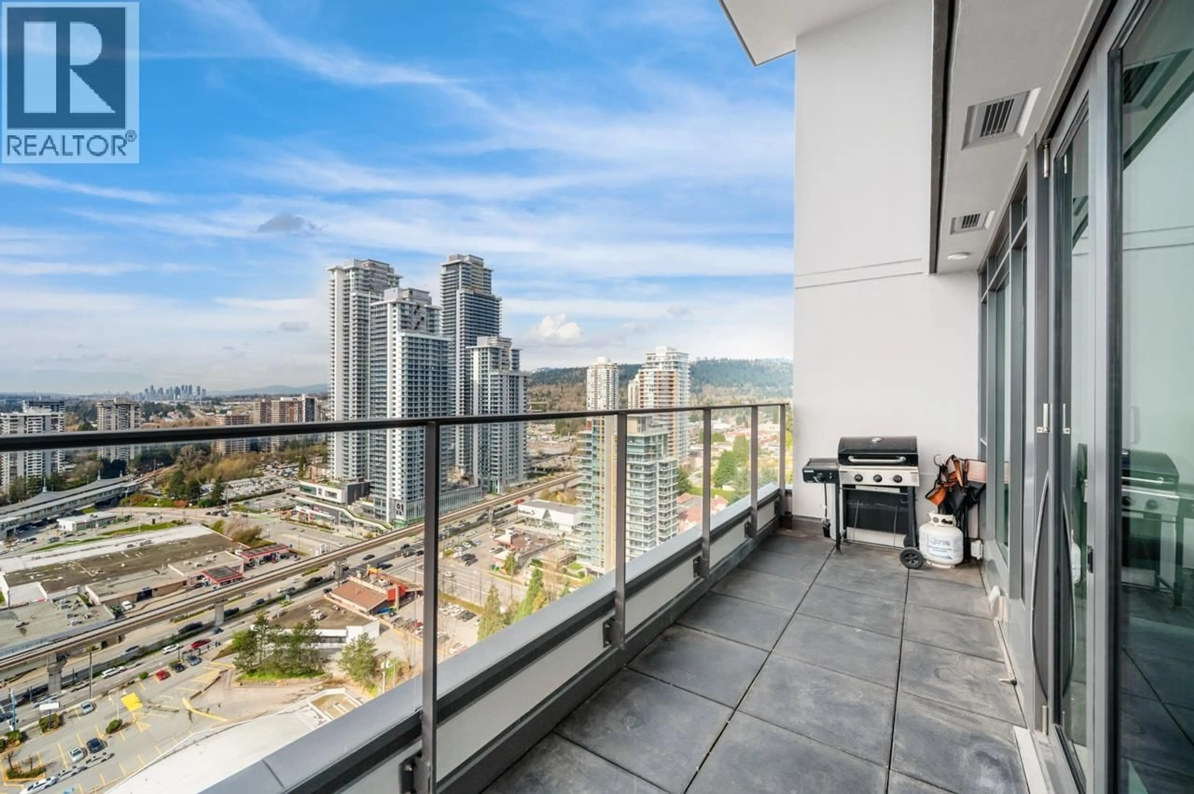 Balcony in the apartment, city buildings view from balcony for 2408 - 450 WESTVIEW STREET, Coquitlam British Columbia V3K6C3