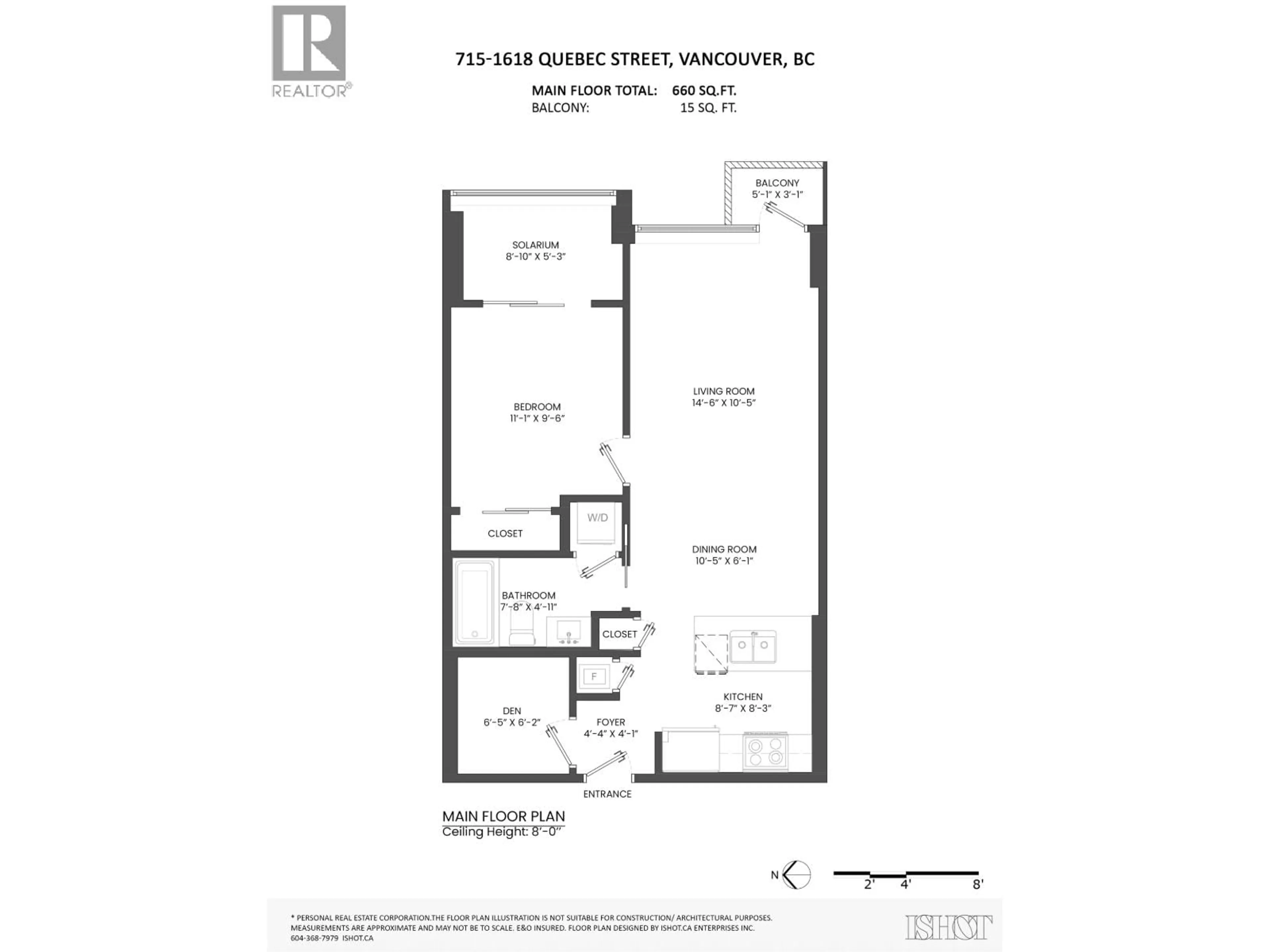 Floor plan for 715 - 1618 QUEBEC STREET, Vancouver British Columbia V6A0C5