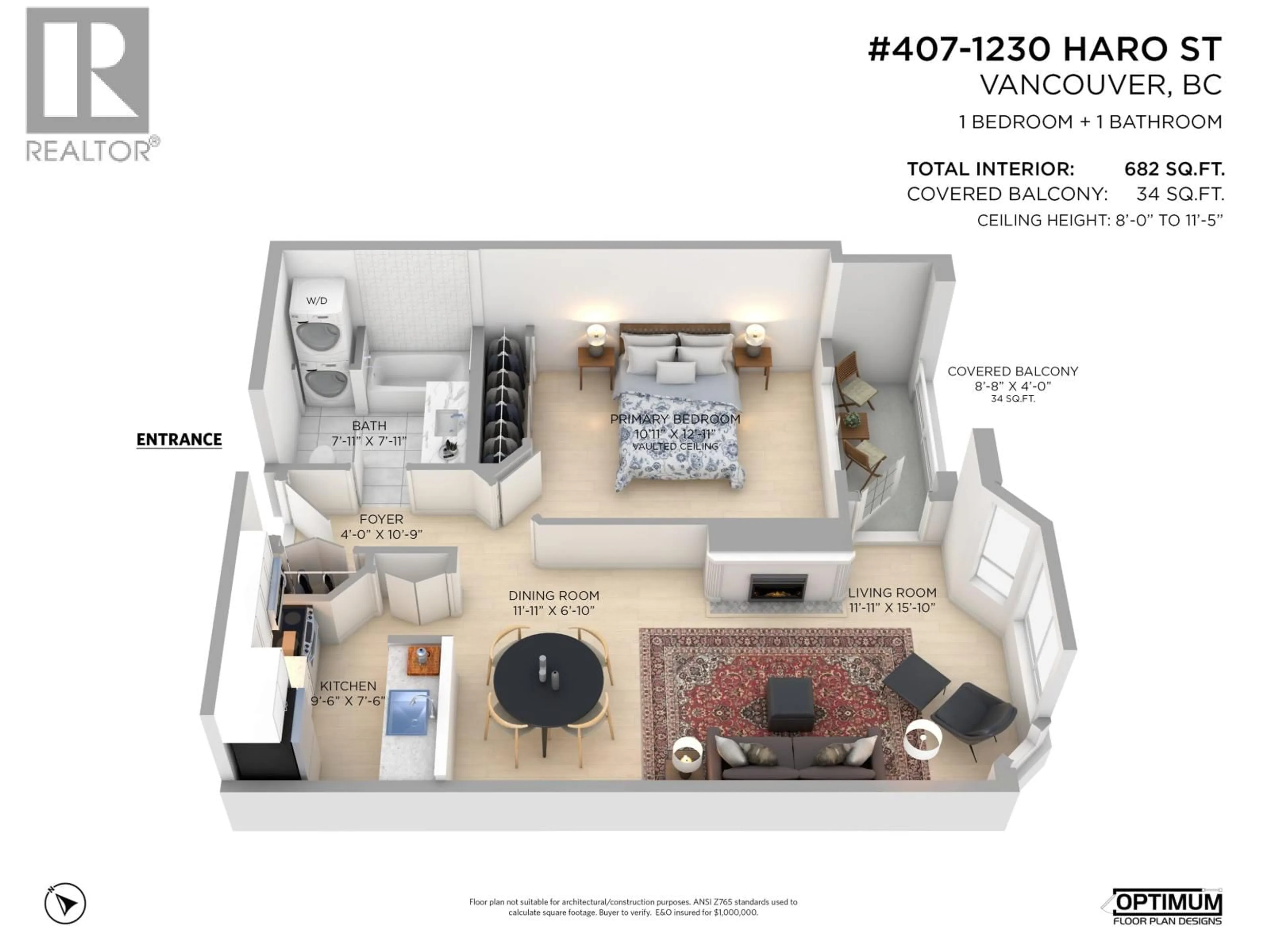 Floor plan for 407 - 1230 HARO STREET, Vancouver British Columbia V6E4J9