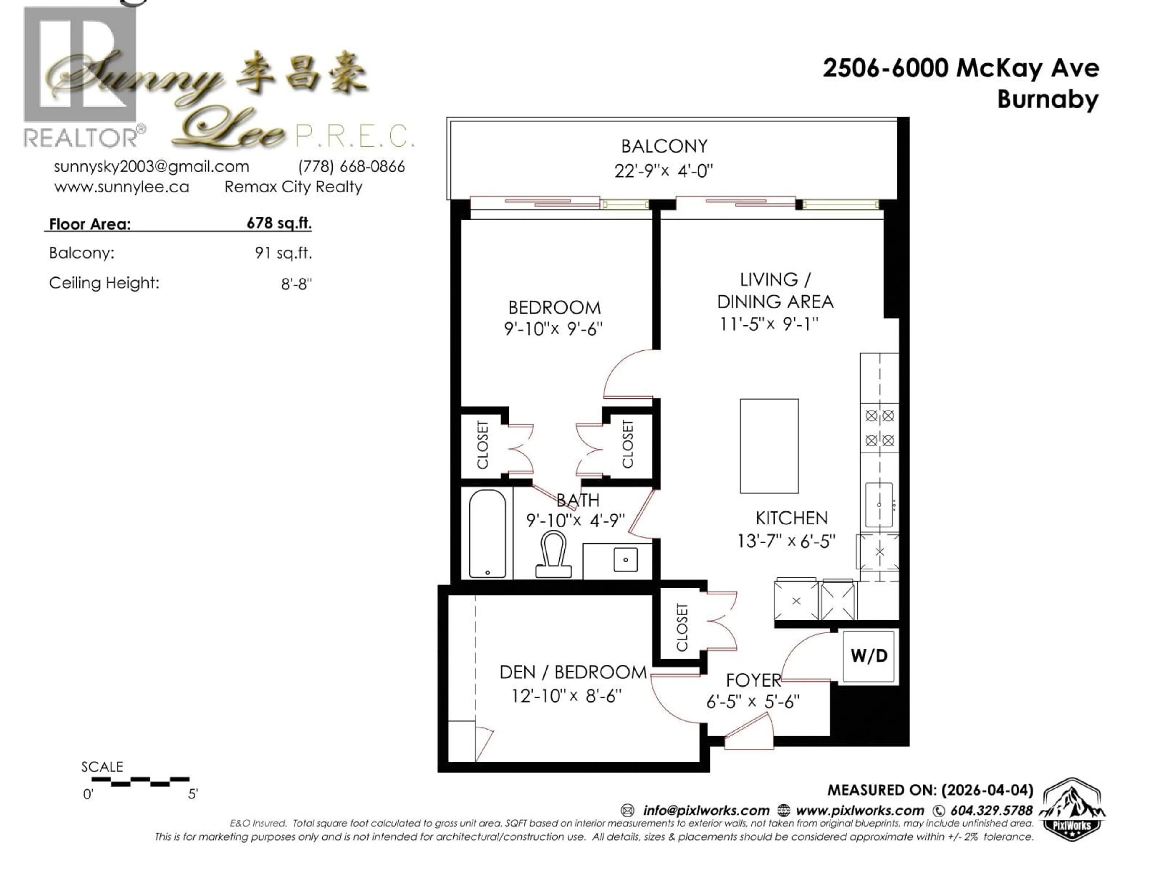 Floor plan for 2506 - 6000 MCKAY AVENUE, Burnaby British Columbia V5H0K2