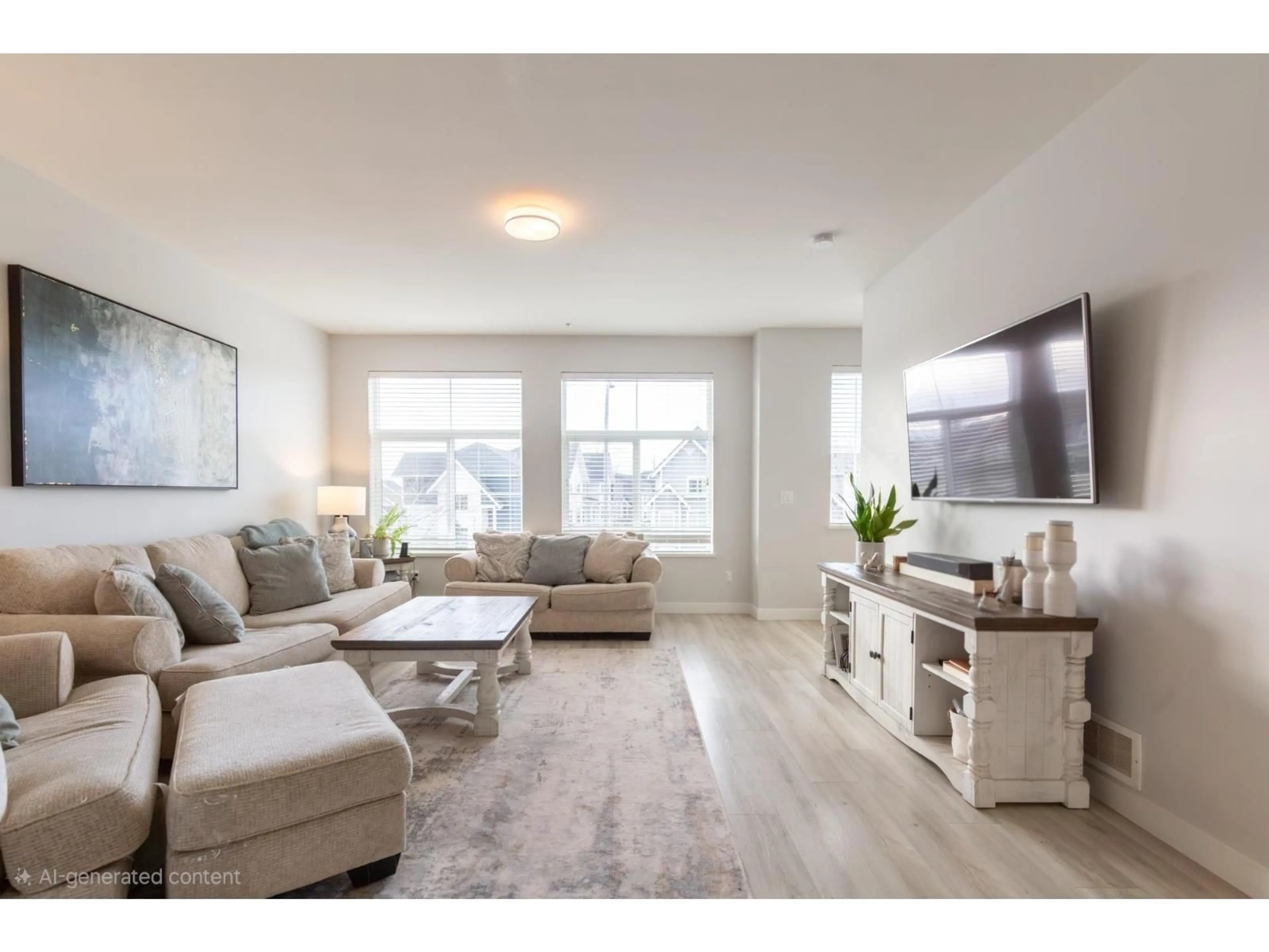 Living room with furniture, wood/laminate floor for 46 - 8371 202B STREET, Langley British Columbia V2Y4K6