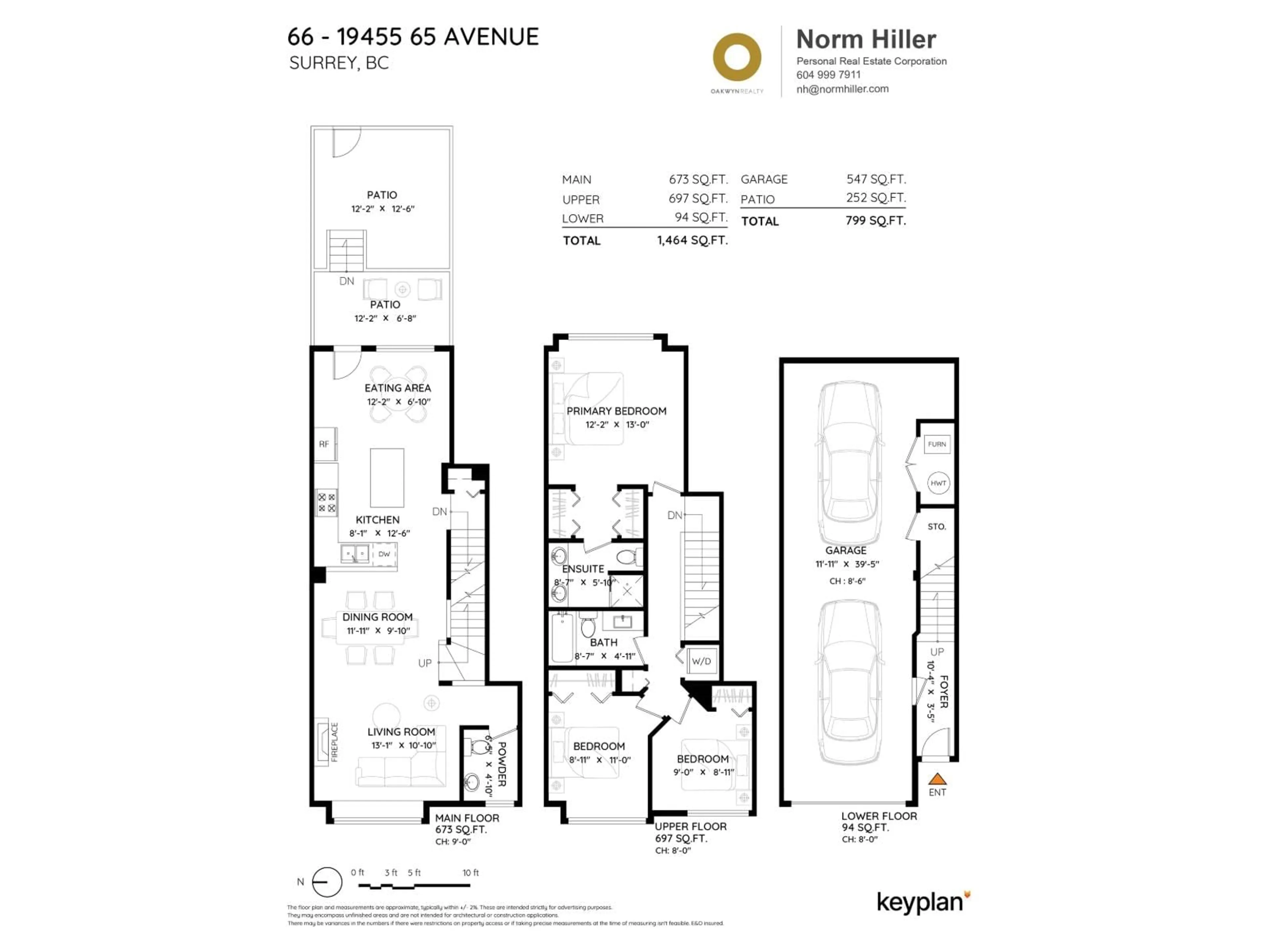 Floor plan for 66 - 19455 65 AVENUE, Surrey British Columbia V4N0Z1